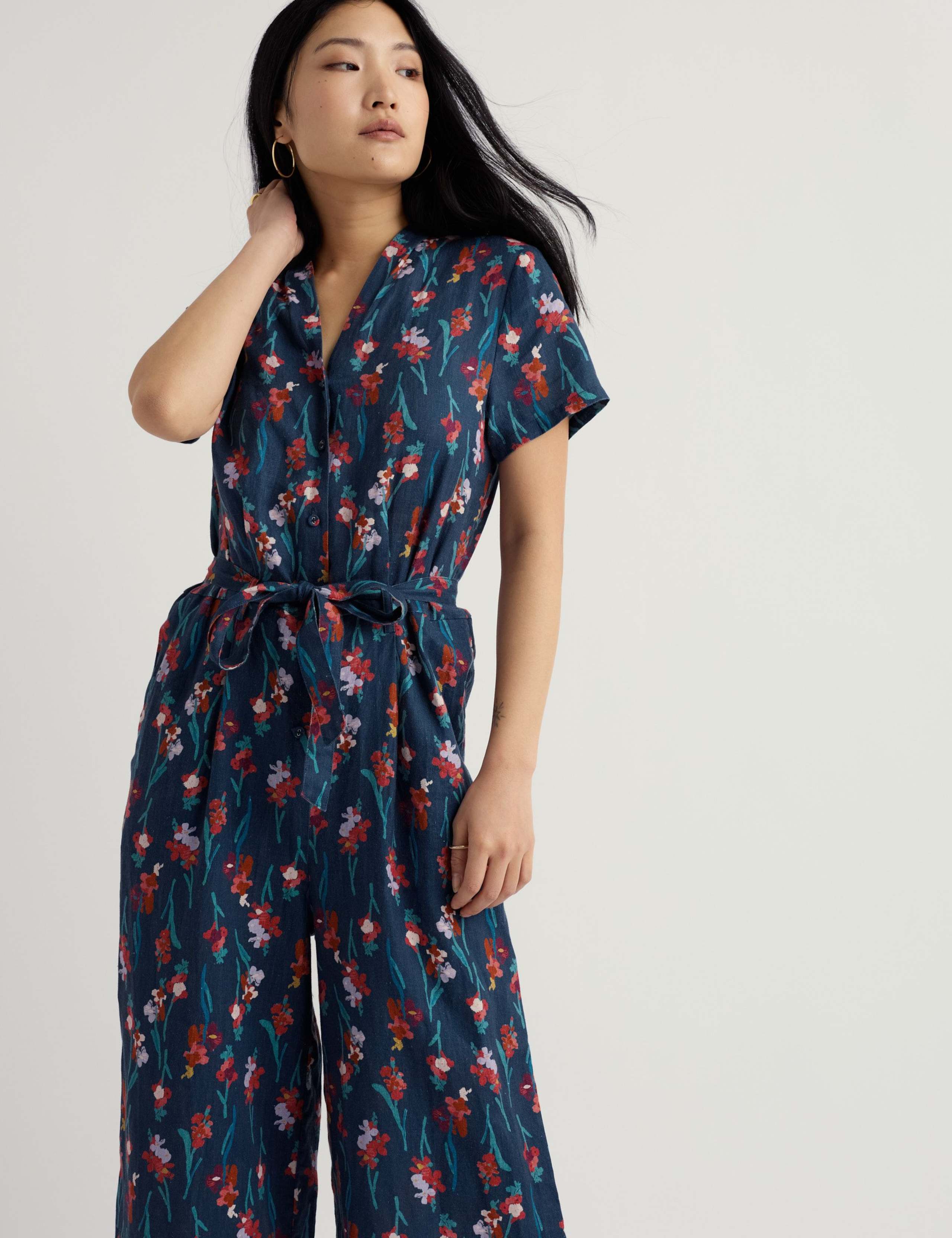 Pure Linen Floral Jumpsuit 4 of 5