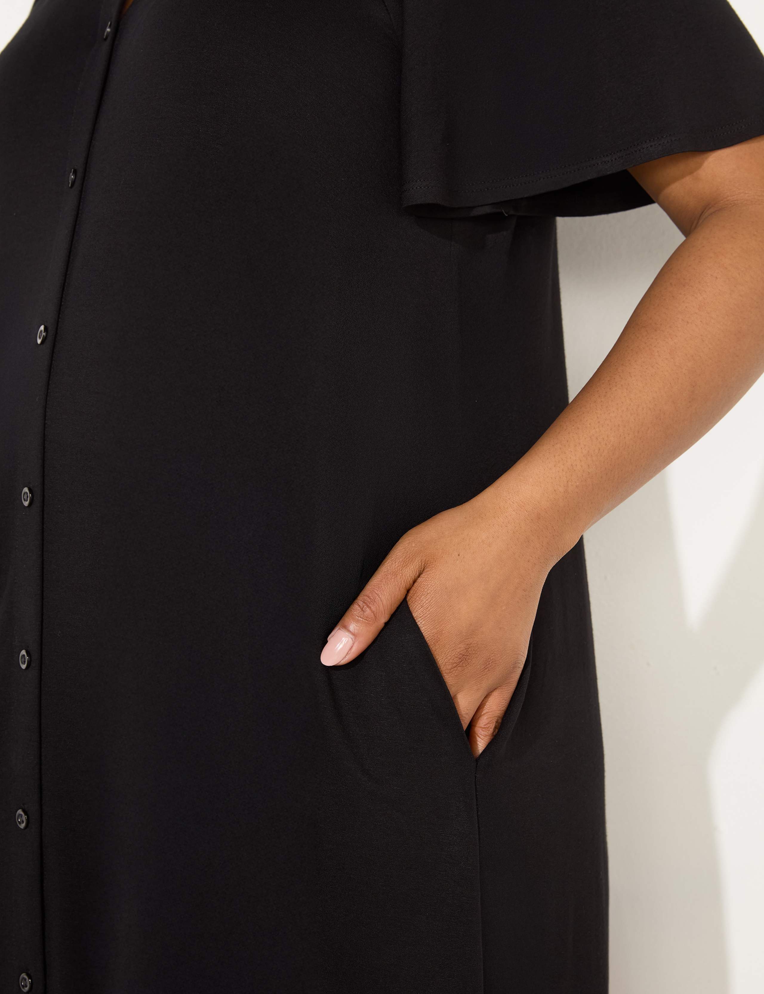 Jersey Button Through Midi Shirt Dress 2 of 3