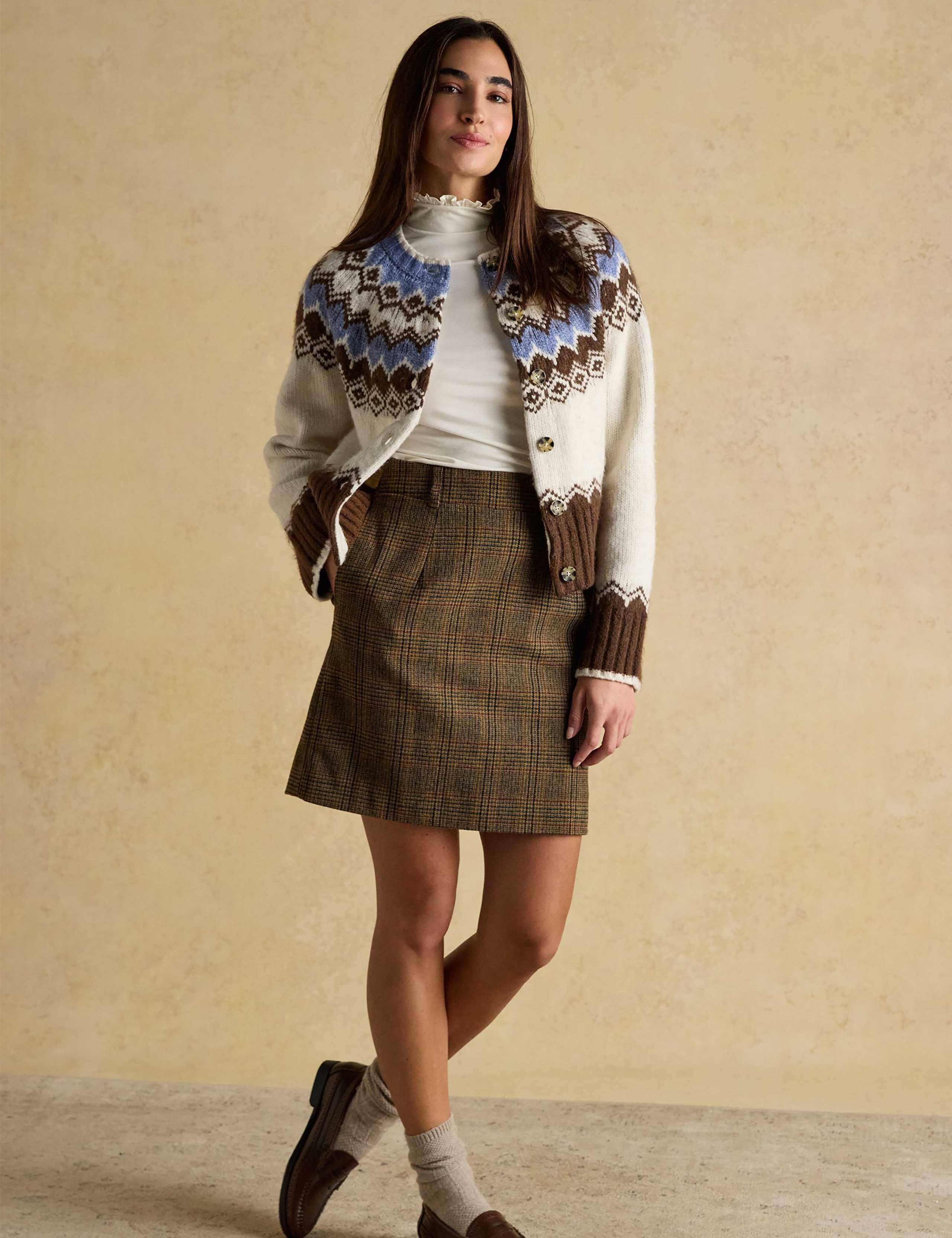 Wool Blend Checked Mini A-Line Skirt 3 of 7