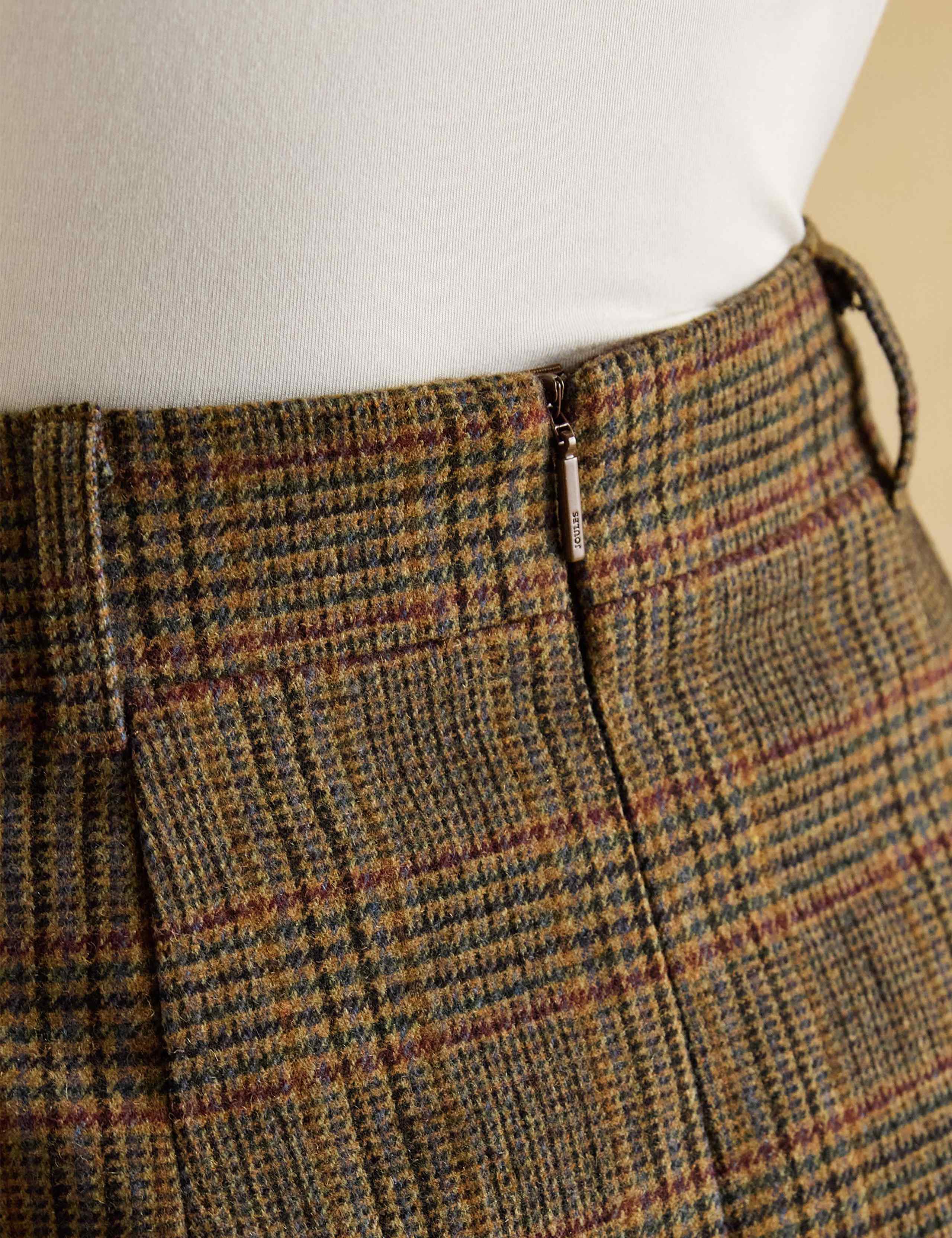 Wool Blend Checked Mini A-Line Skirt 6 of 7