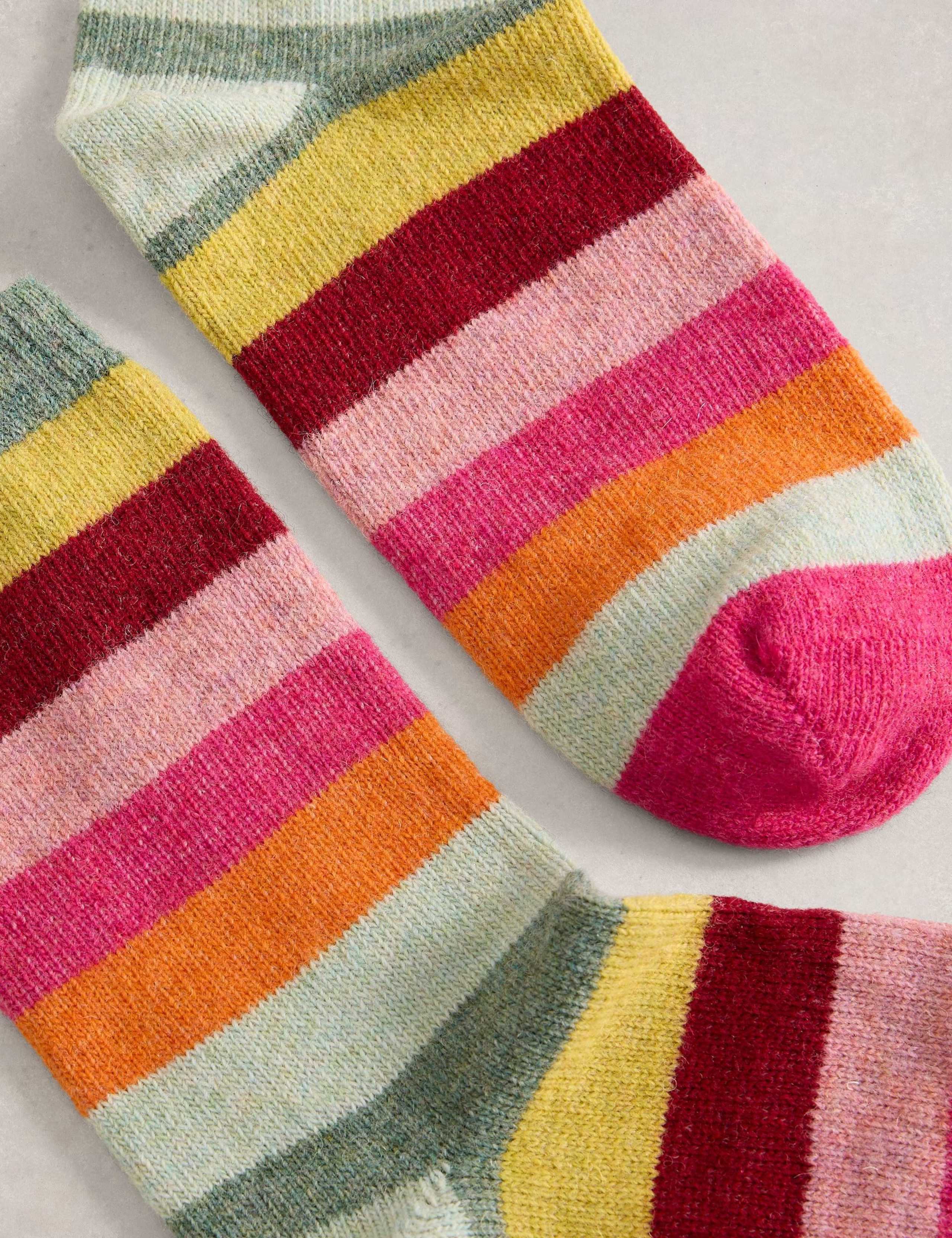 Thermal Wool Rich Striped Ankle High Socks 2 of 2