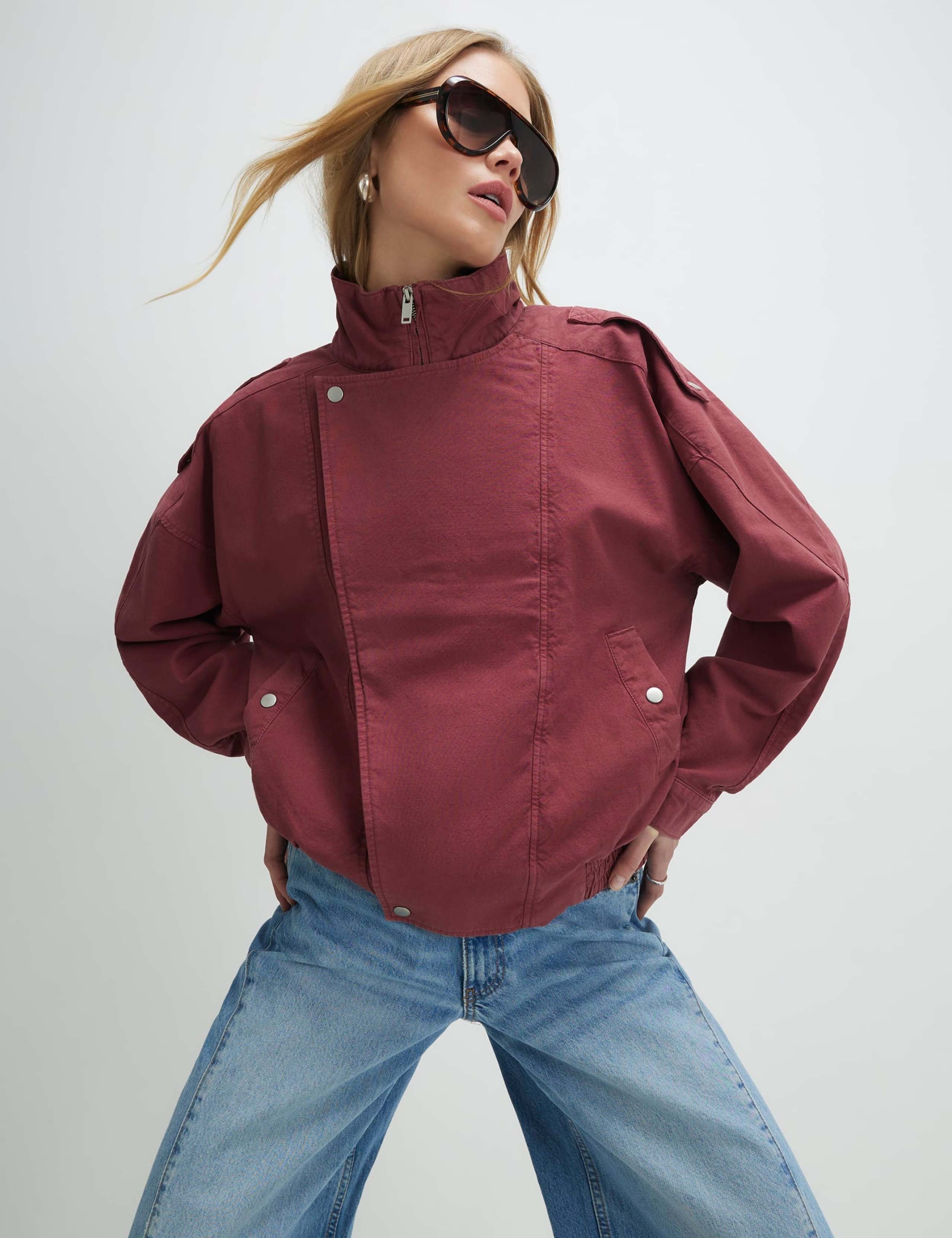 Pure Cotton Funnel Neck Bomber Jacket 1 of 4