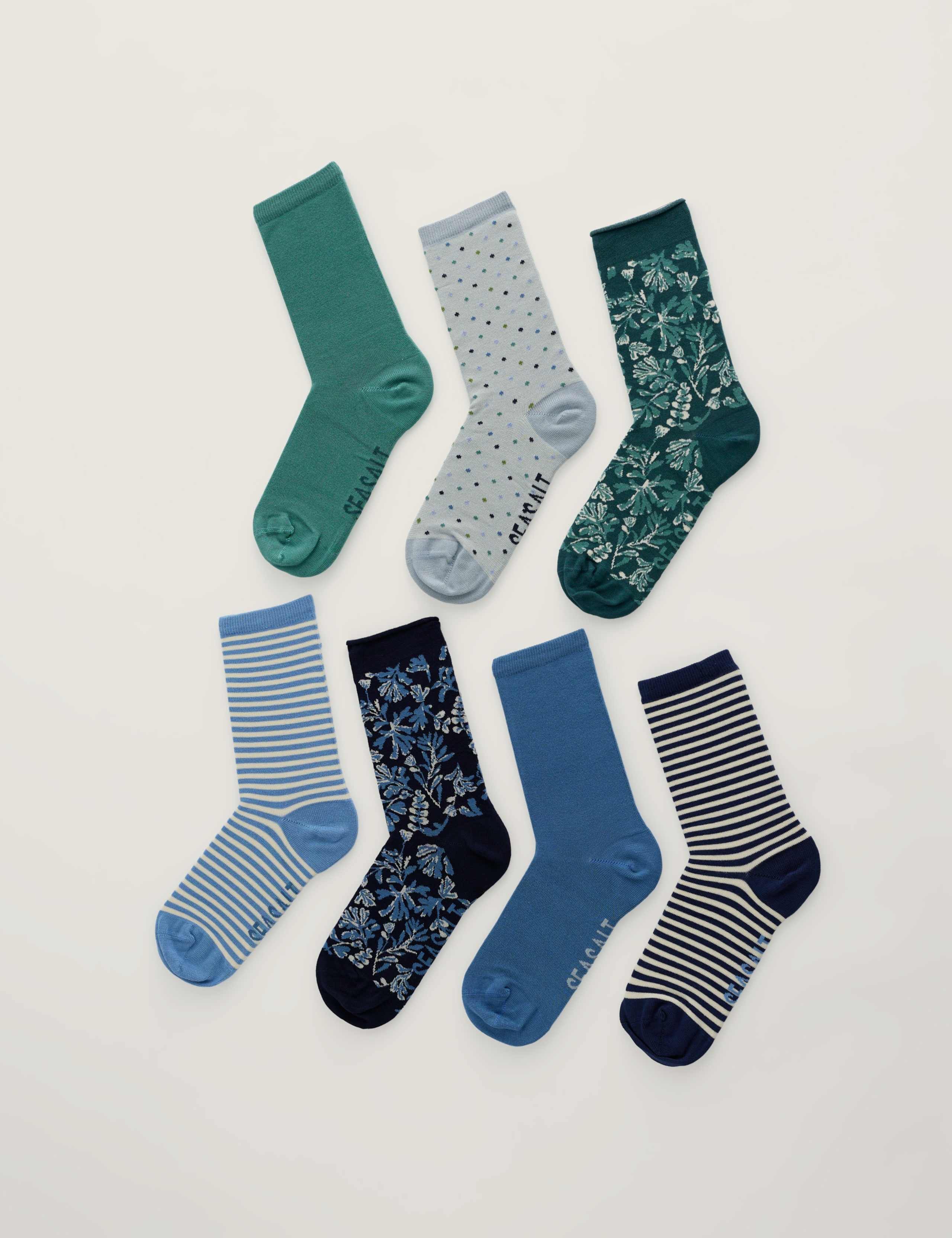 7 Pack Patterned Ankle High Socks 2 of 3