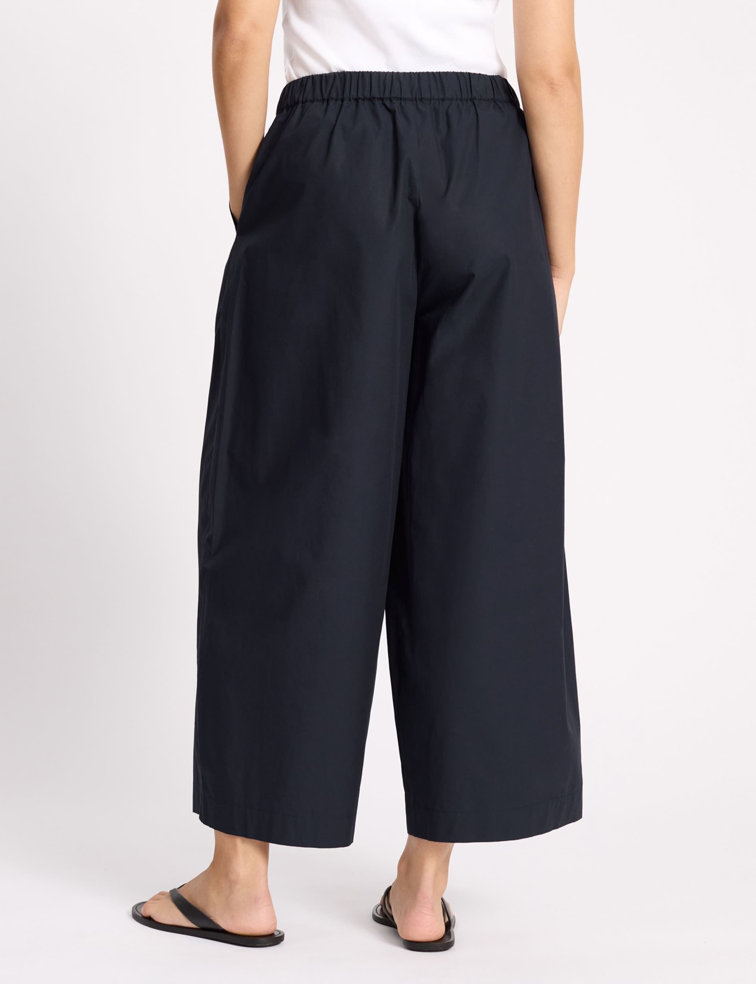 Pure Cotton Barrel Leg Ankle Grazer Trousers 3 of 4