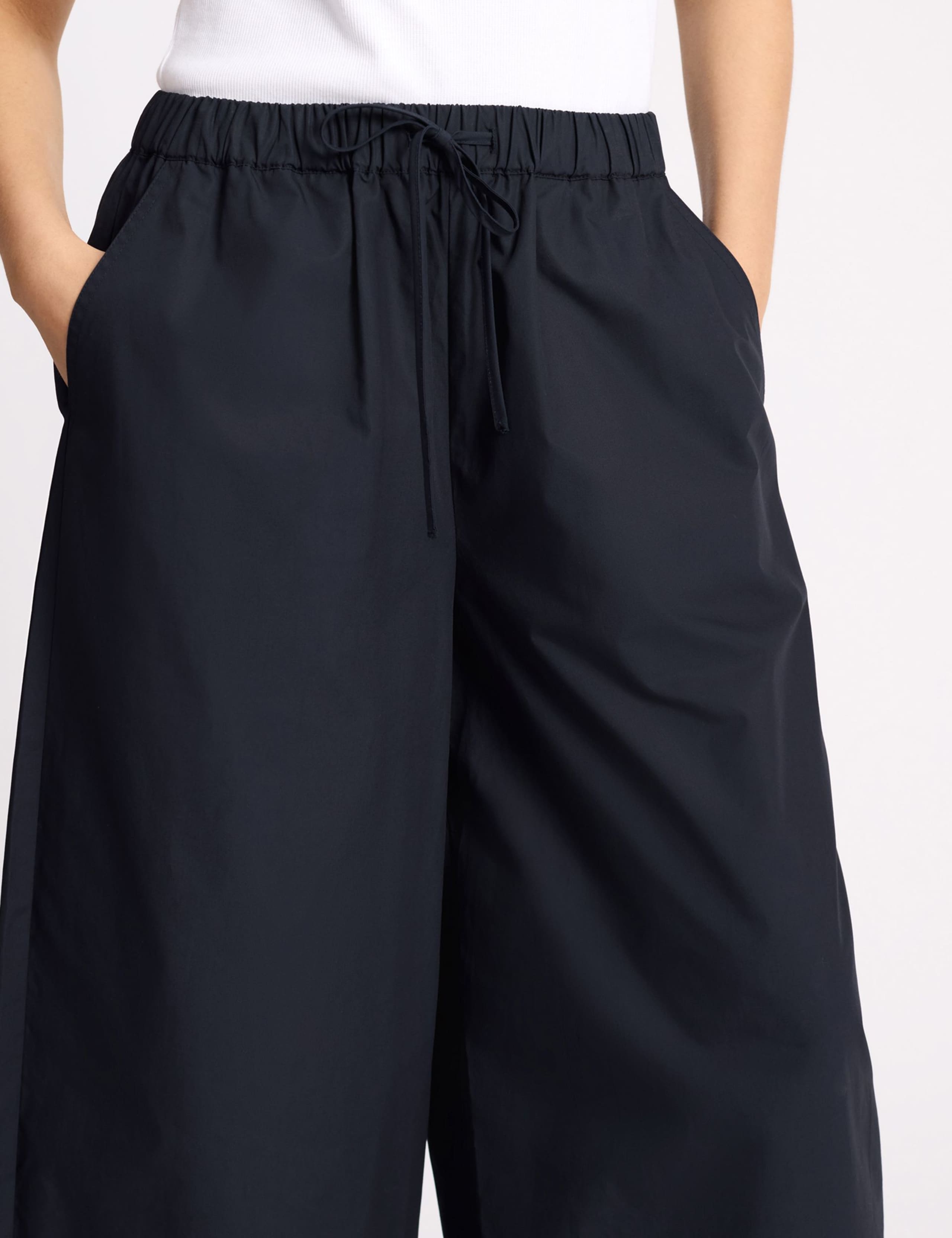 Pure Cotton Barrel Leg Ankle Grazer Trousers 4 of 4