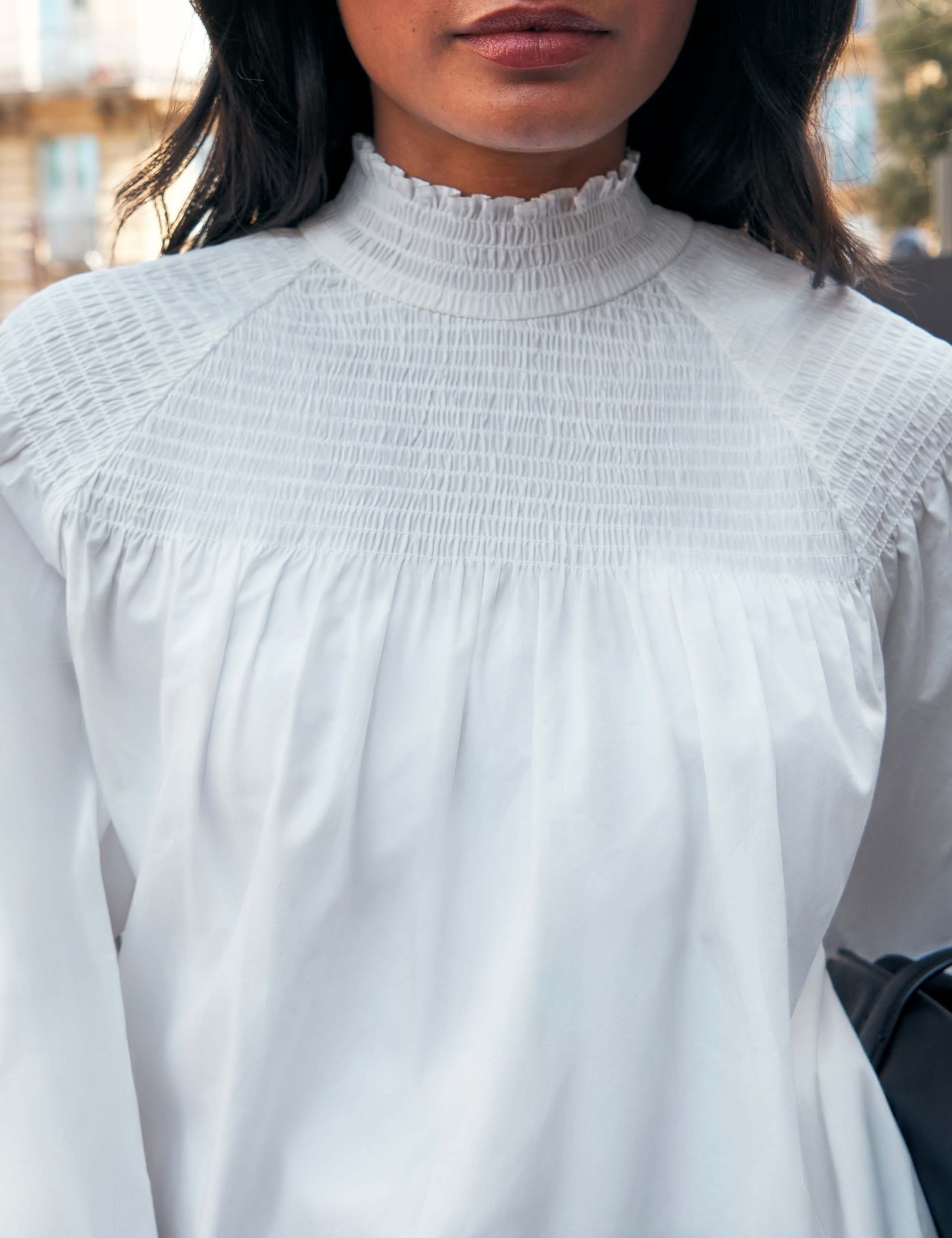 Pure Cotton Shirred High Neck Blouse 5 of 6