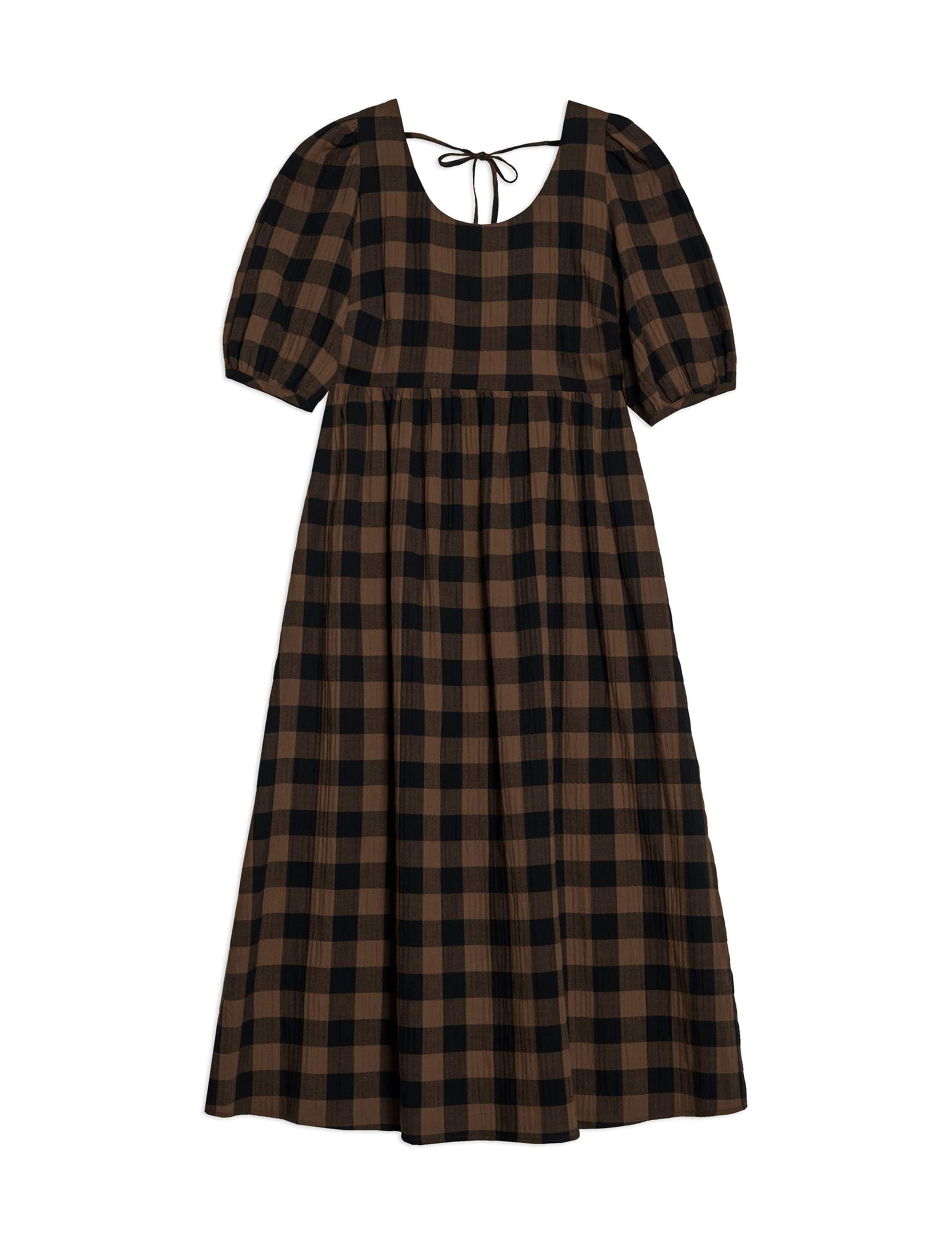 Cotton Rich Checked Midi Waisted Dress 2 of 6