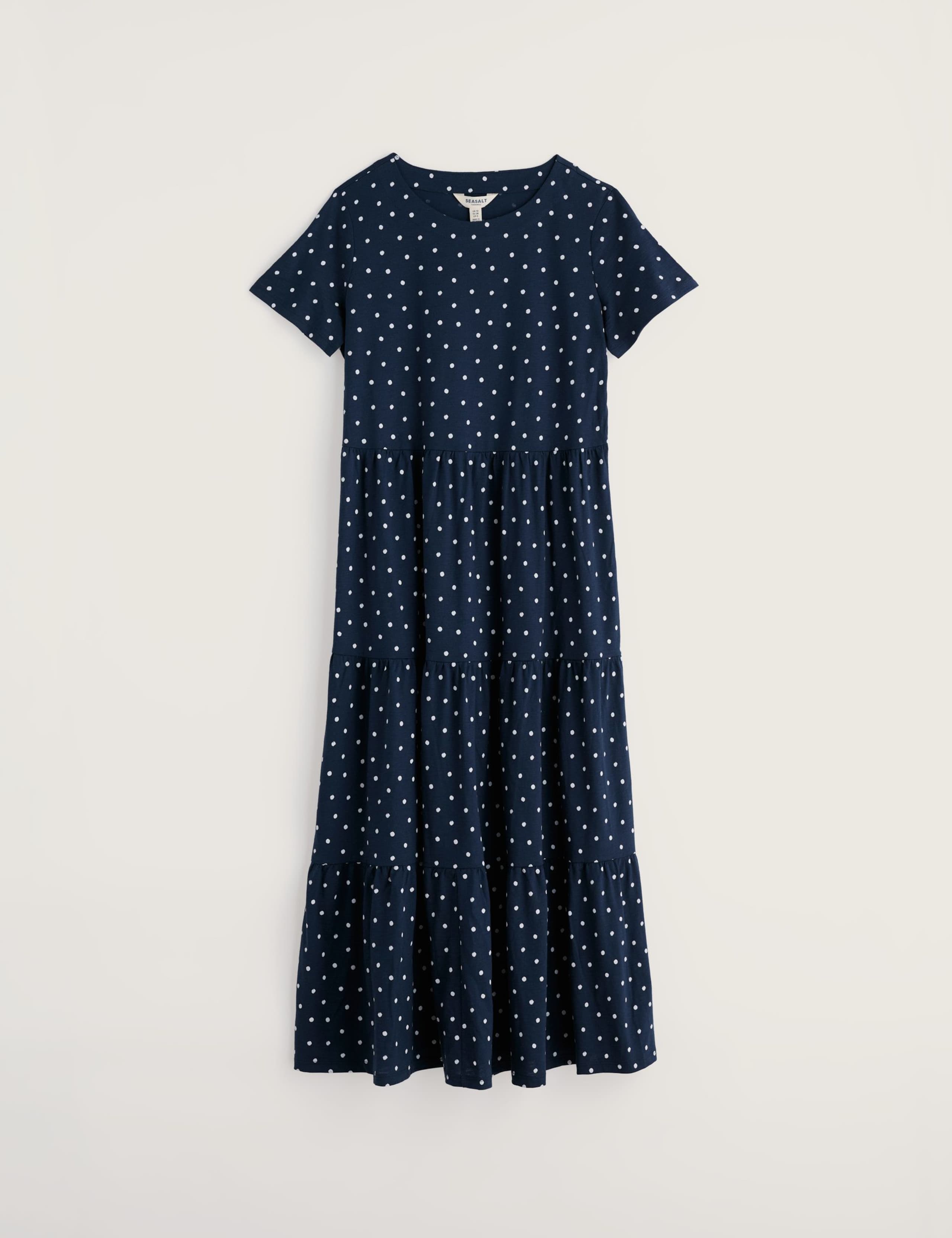 Pure Cotton Jersey Polka Dot Midaxi Tiered Dress 2 of 5