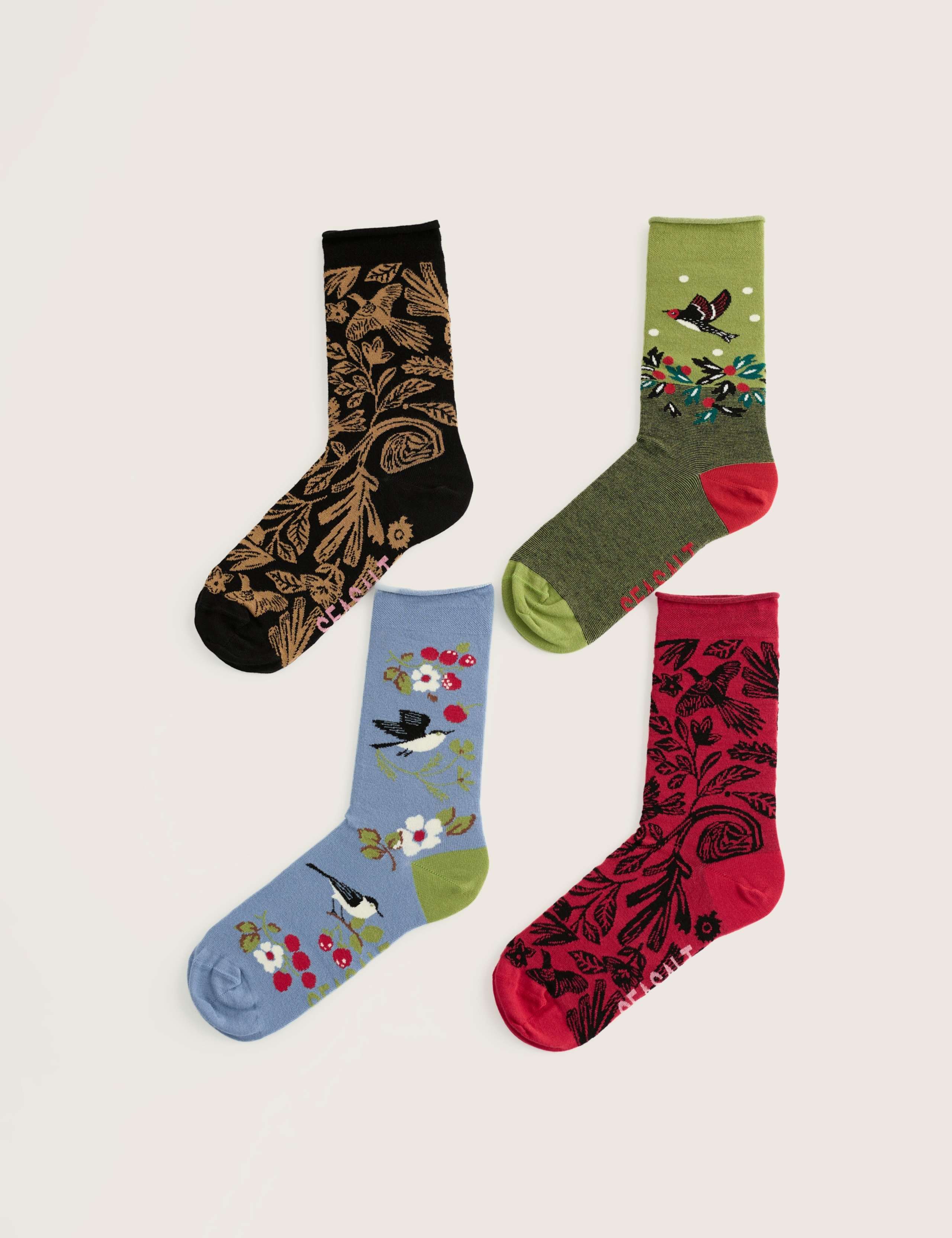 4 Pack Ankle Bird Print High Socks 2 of 3
