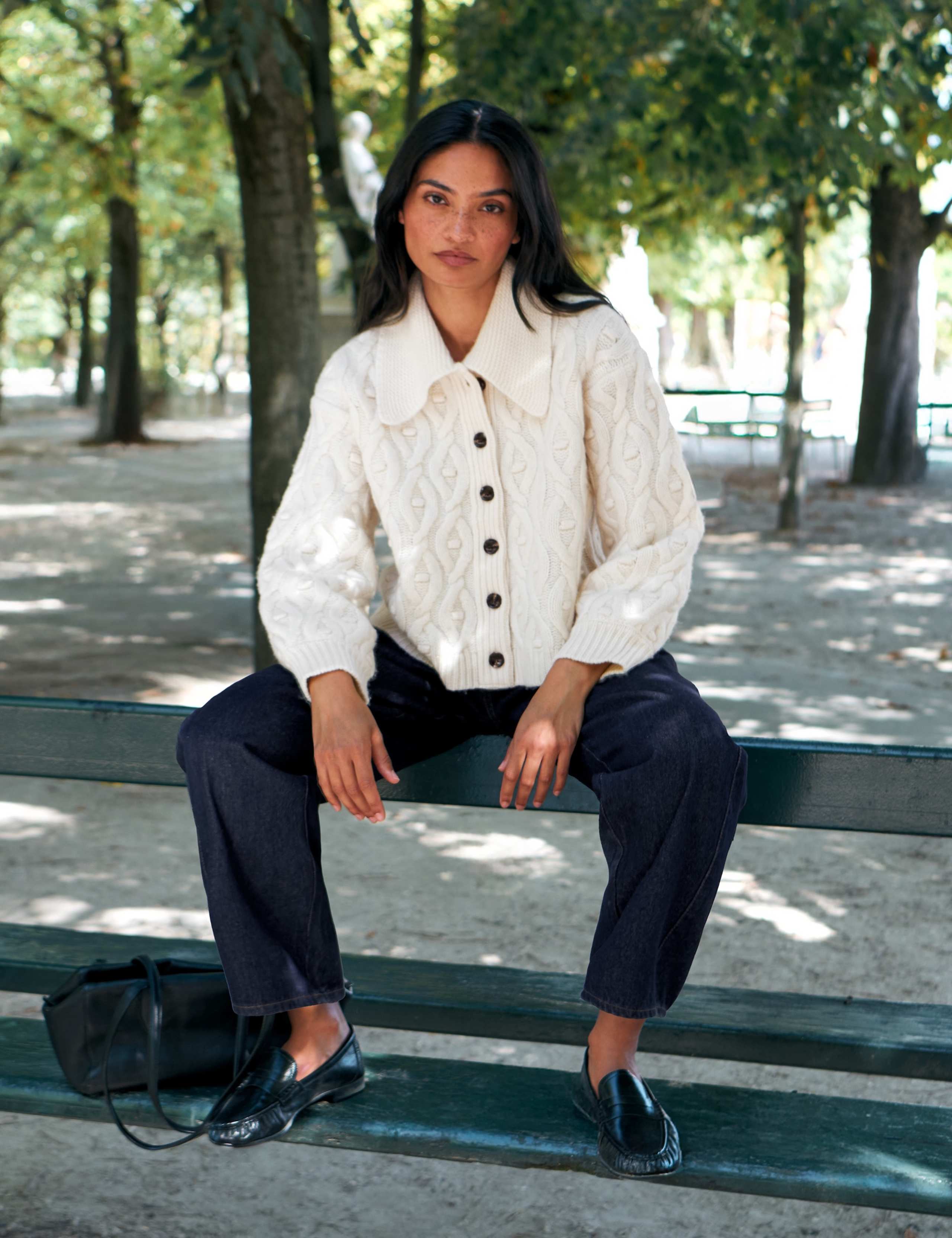Pure Wool Cable Knit Collared Cropped Cardigan 4 of 4