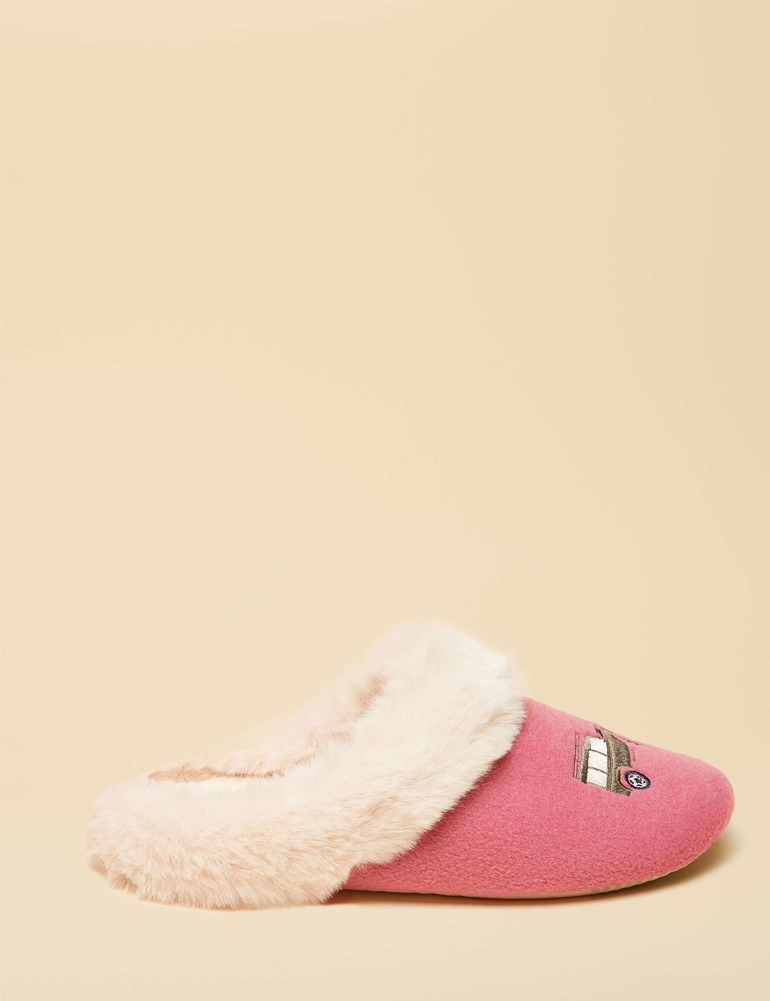 Embroidered Dog Round Toe Mule Slippers 1 of 6