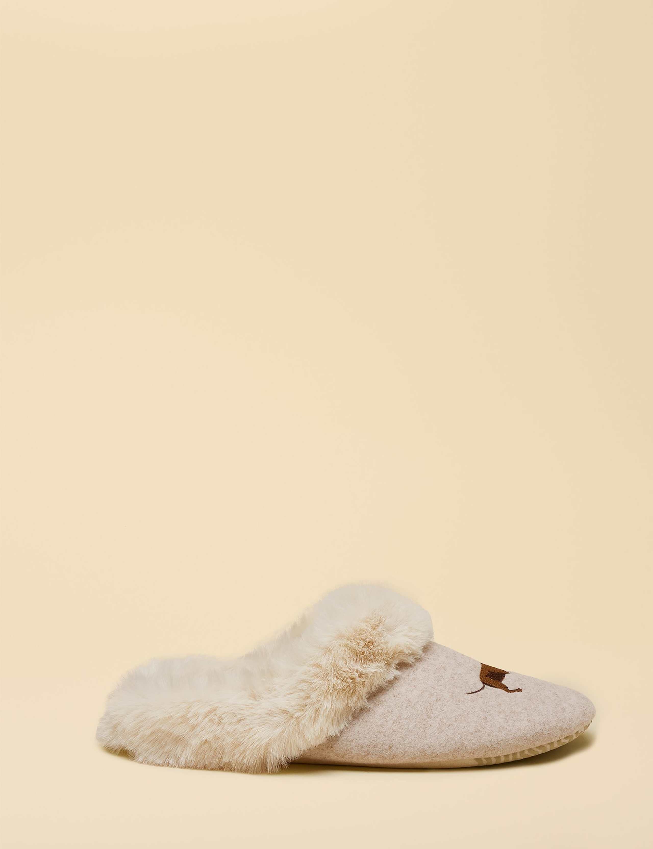 Embroidered Dog Round Toe Mule Slippers 1 of 6