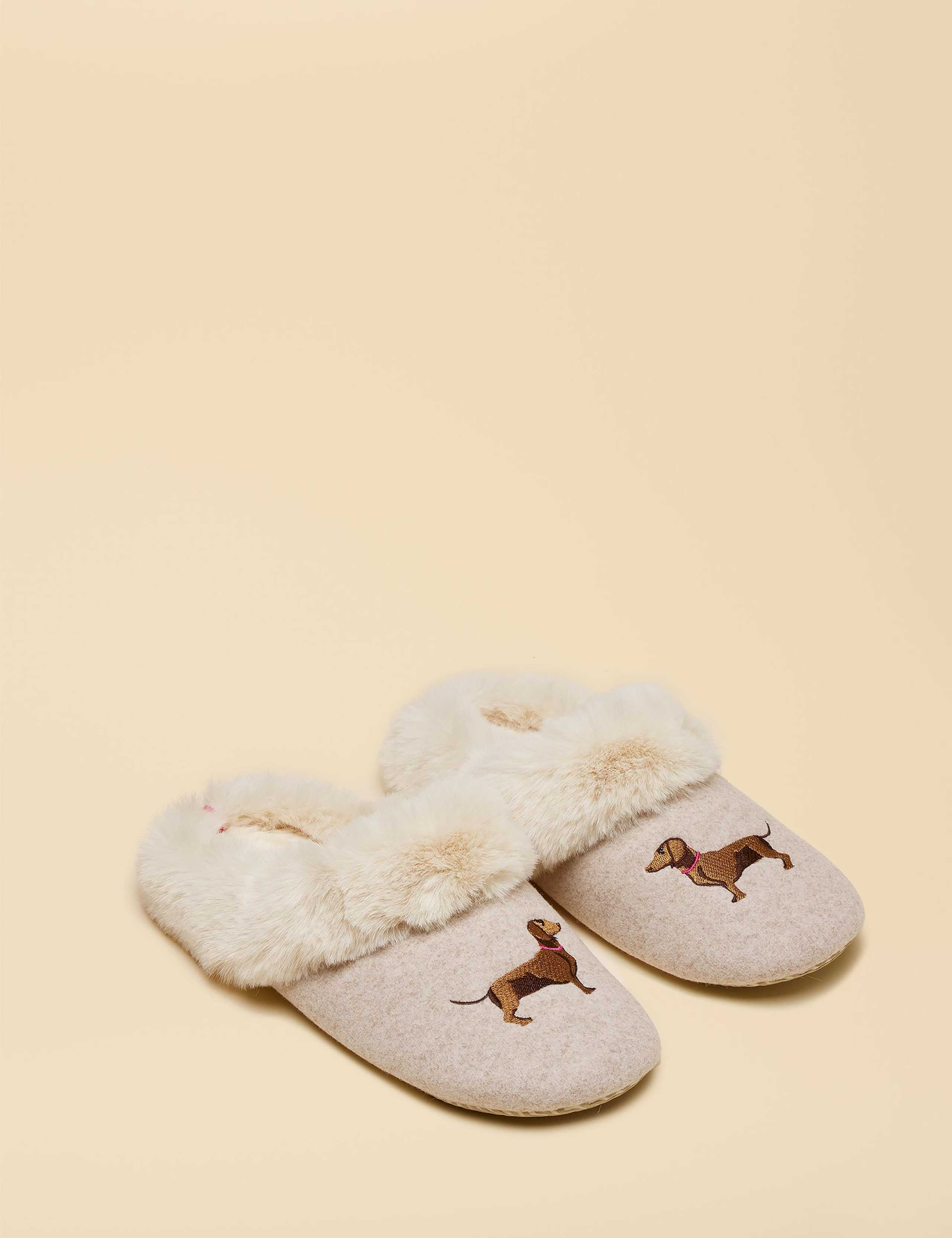 Embroidered Dog Round Toe Mule Slippers 3 of 6