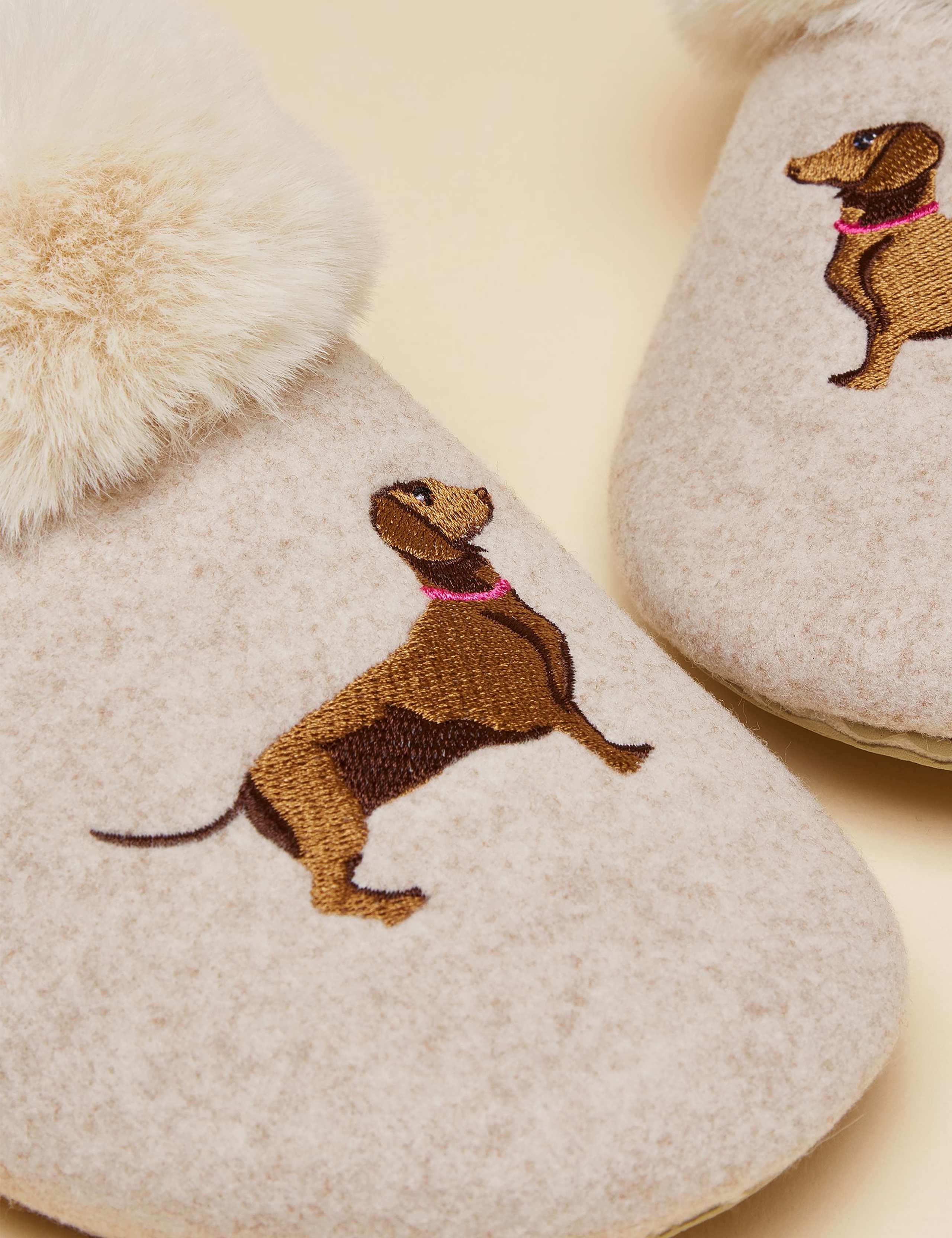 Embroidered Dog Round Toe Mule Slippers 5 of 6