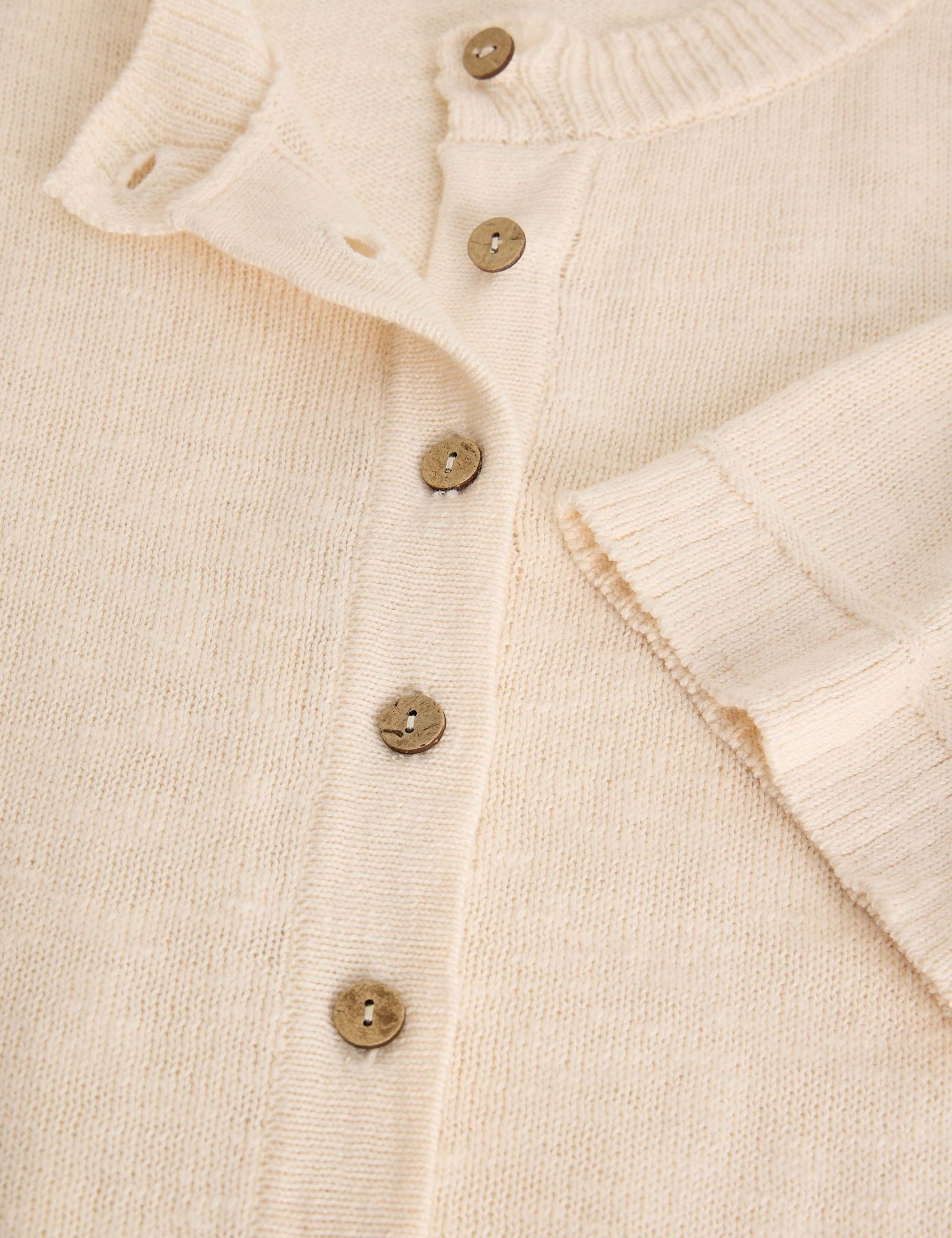 Cotton Rich Crew Neck Button Front Cardigan 5 of 6