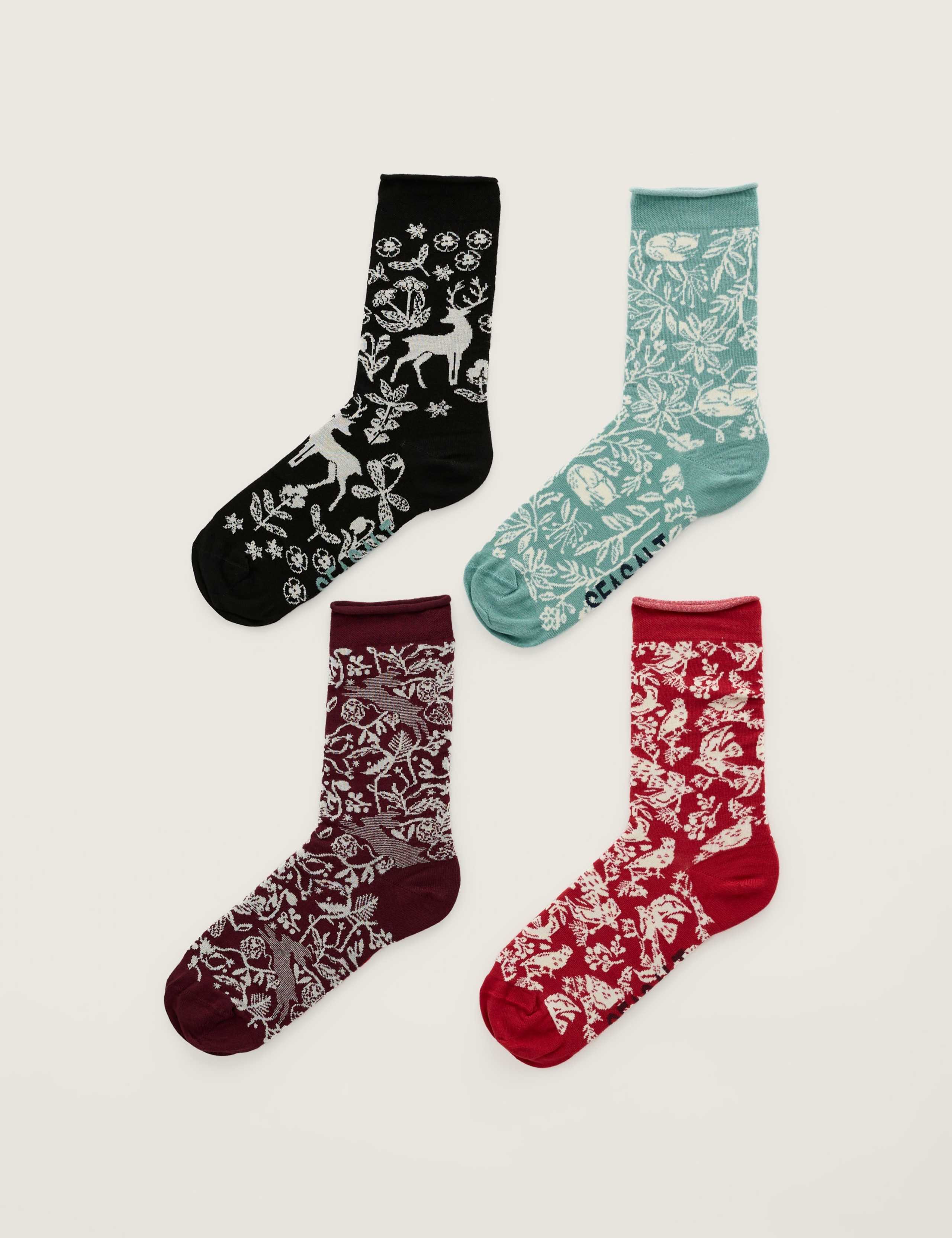 4 Pack Animal Print Ankle High Socks 2 of 3