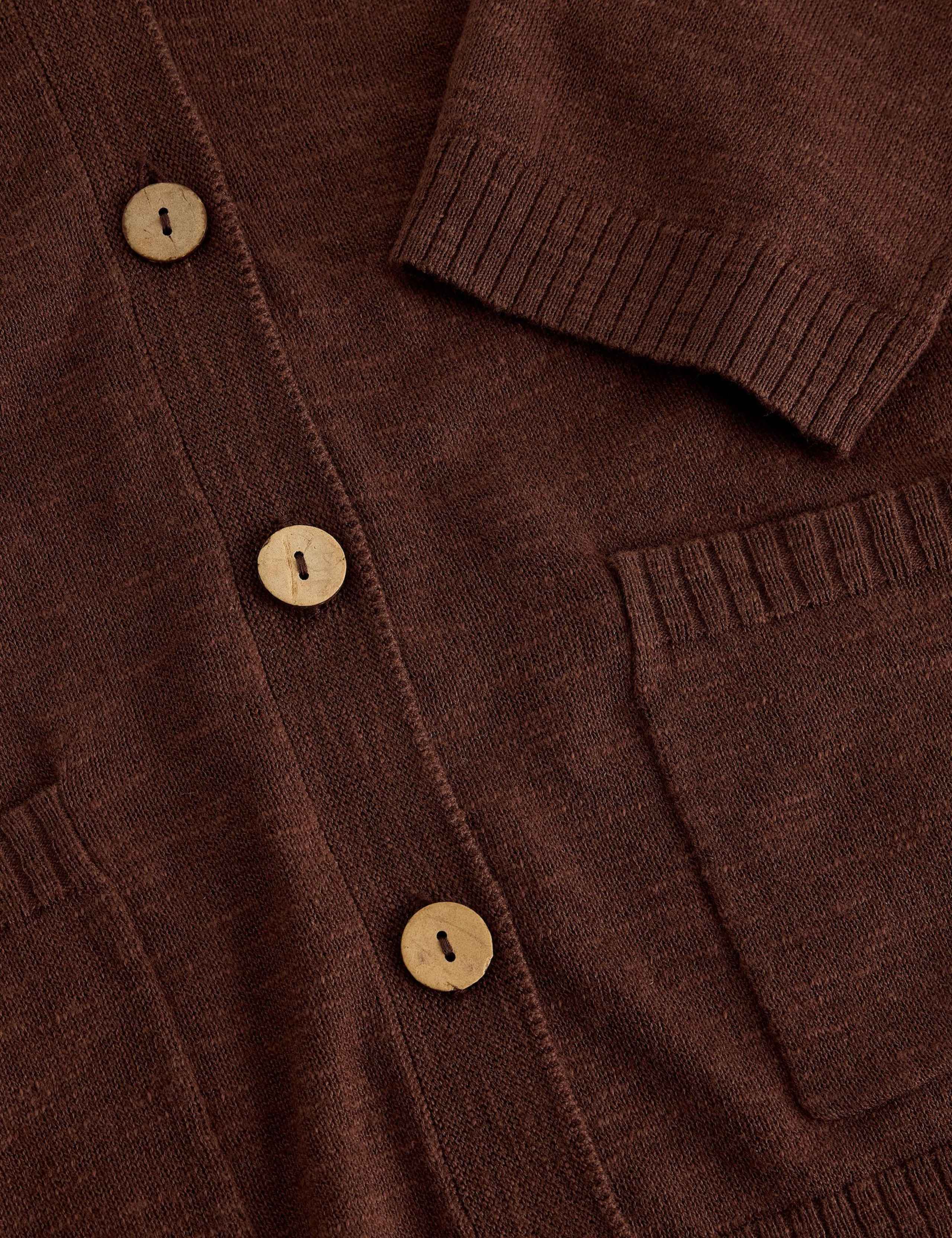 Cotton Rich V-Neck Cardigan with Linen 4 of 6