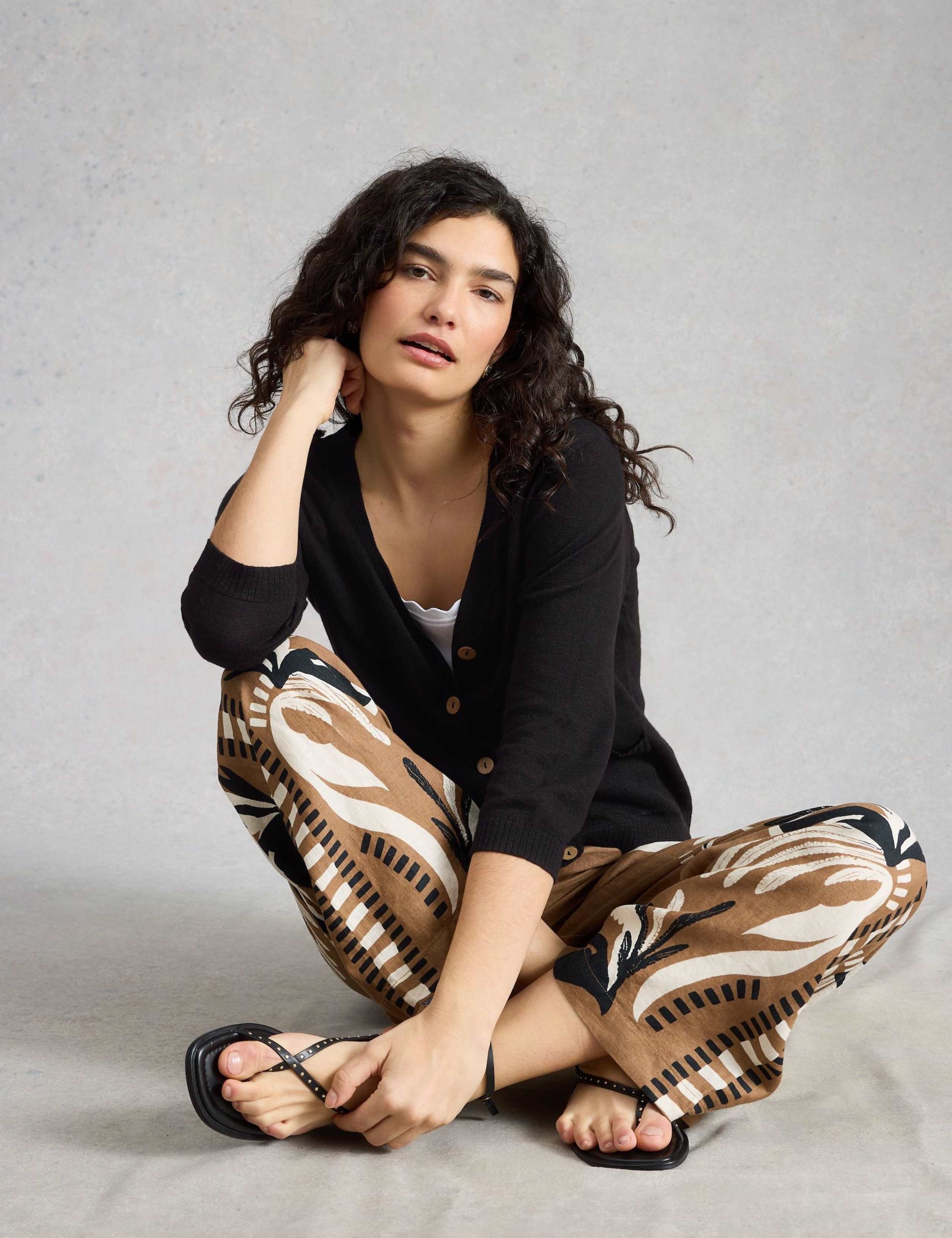 Cotton Rich V-Neck Cardigan with Linen 5 of 6