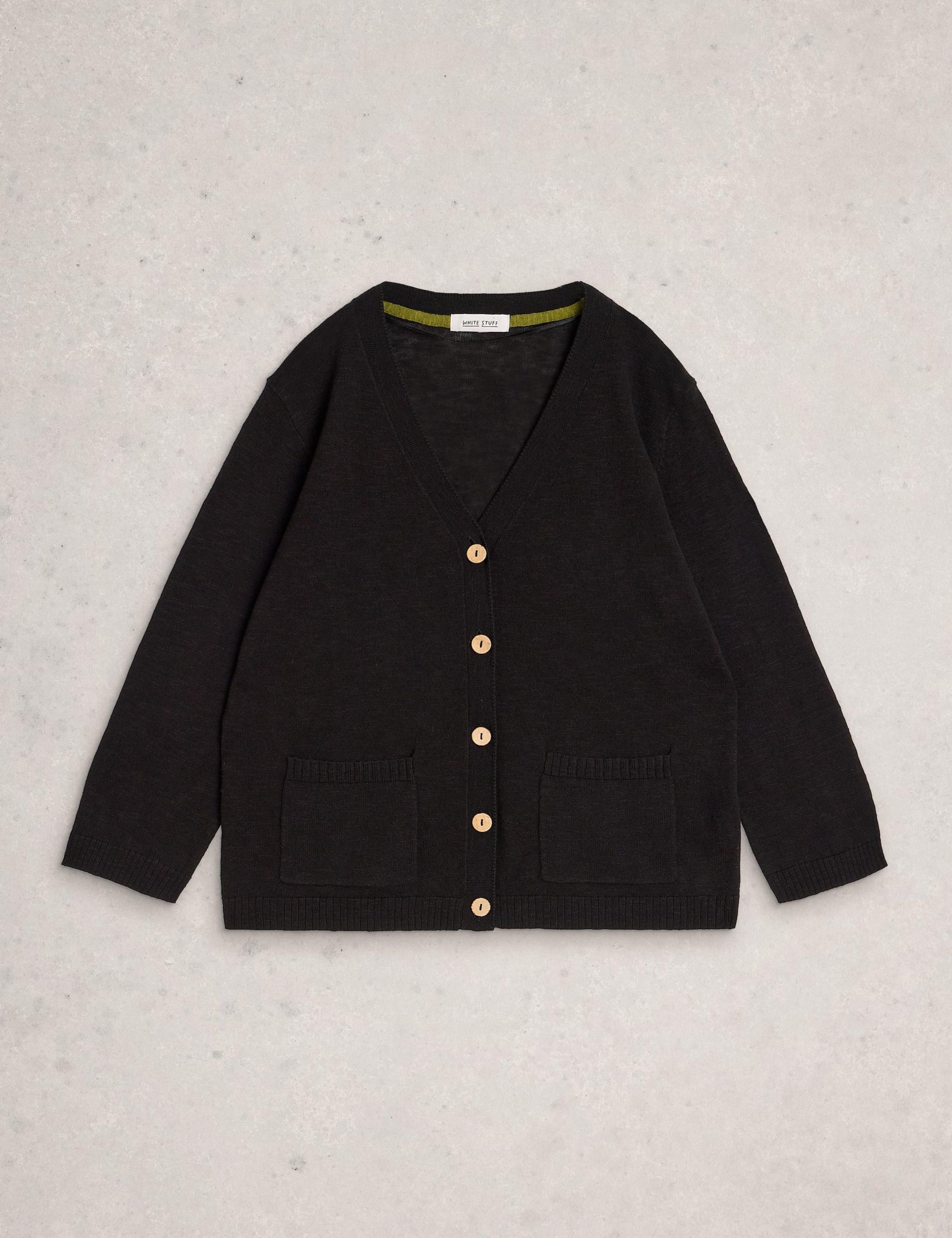 Cotton Rich V-Neck Cardigan with Linen 2 of 6