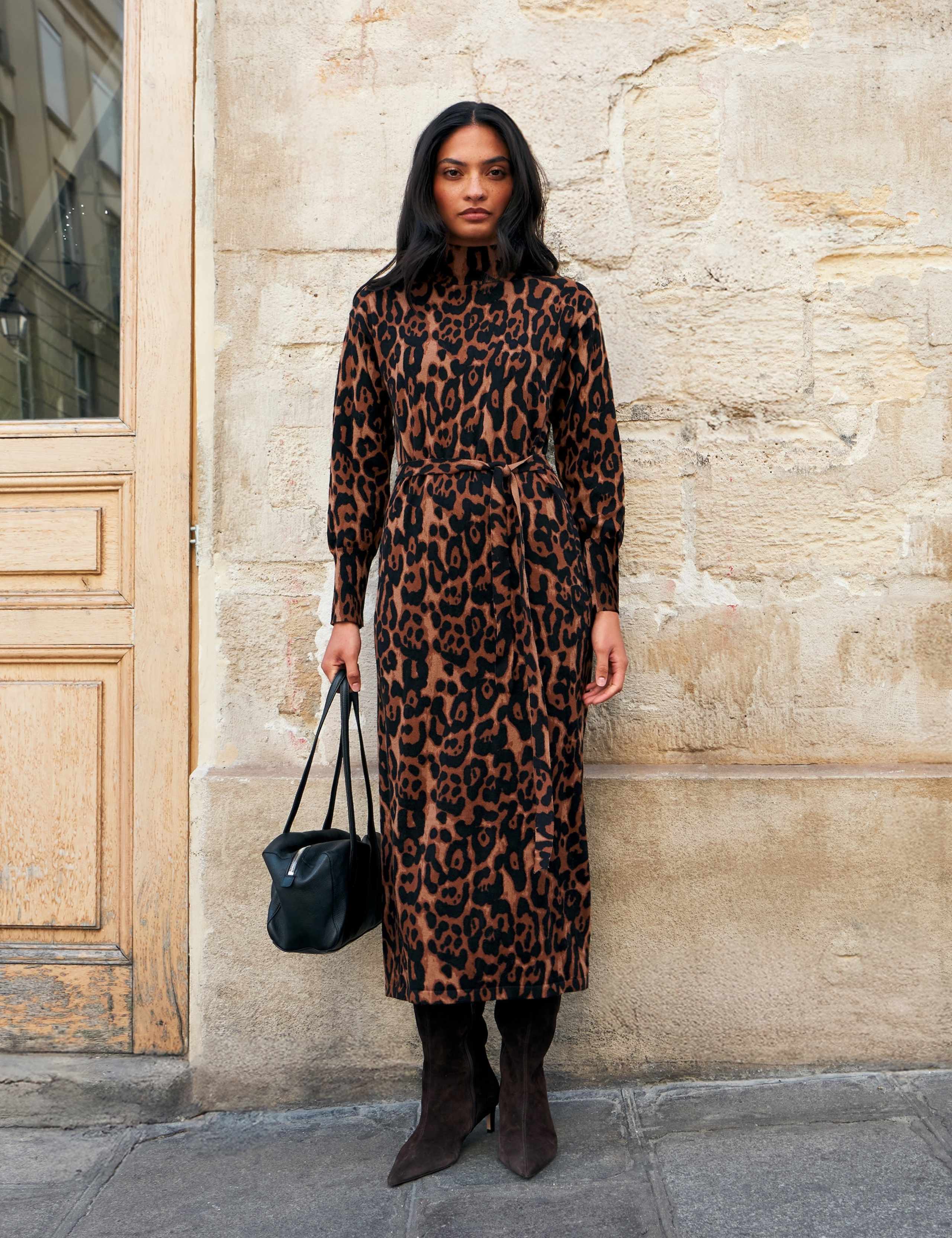Cotton Rich Animal Print Midi Column Dress 4 of 5