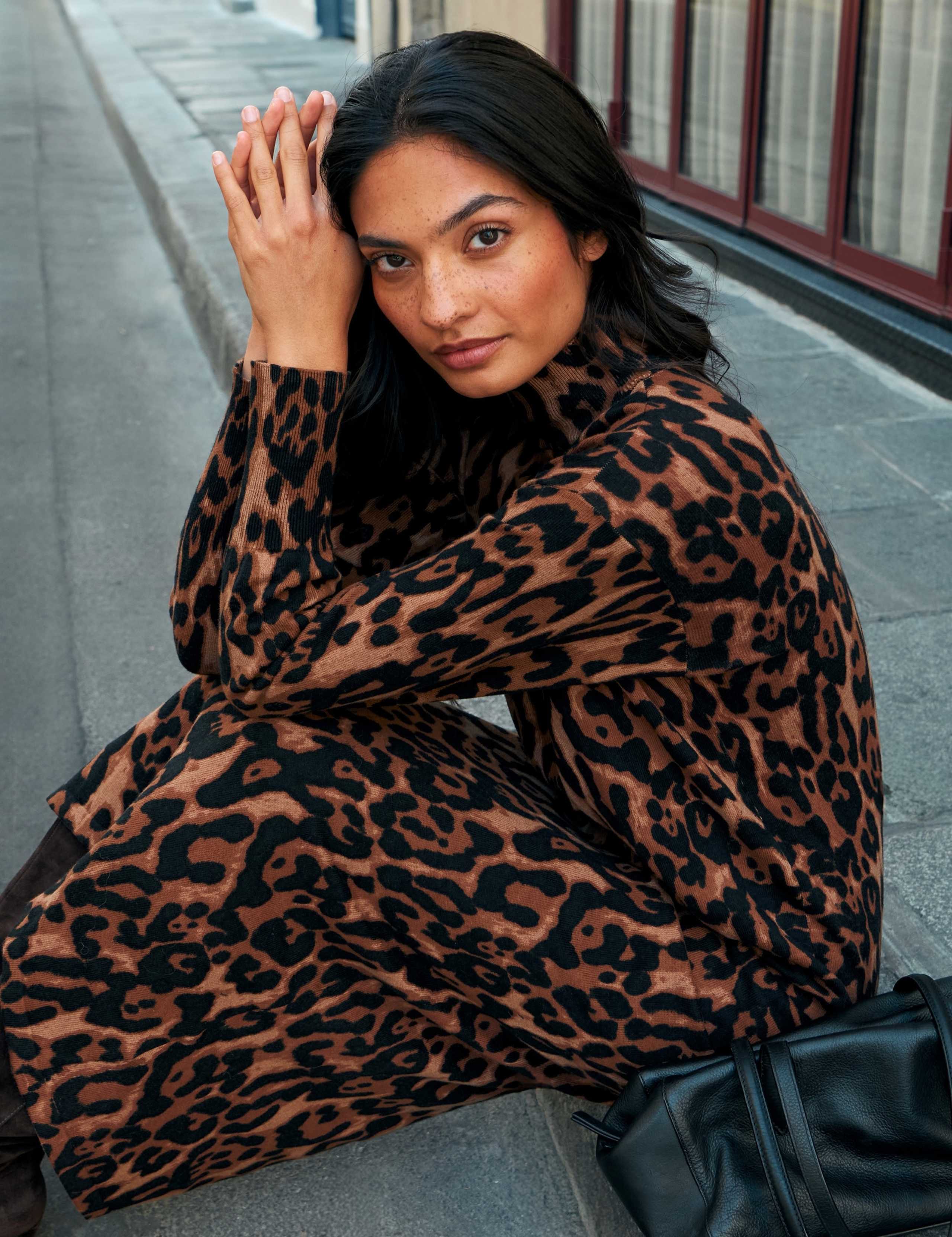 Cotton Rich Animal Print Midi Column Dress 5 of 5