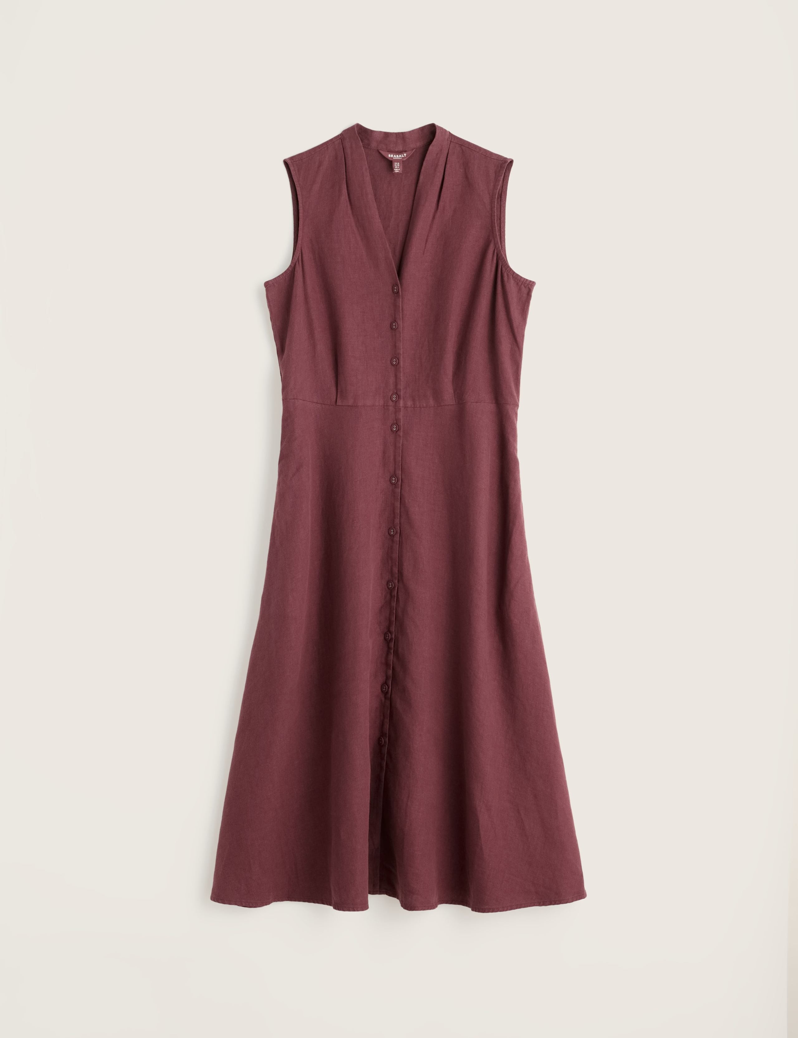 Pure Linen V-Neck Midi Waisted Dress 2 of 5