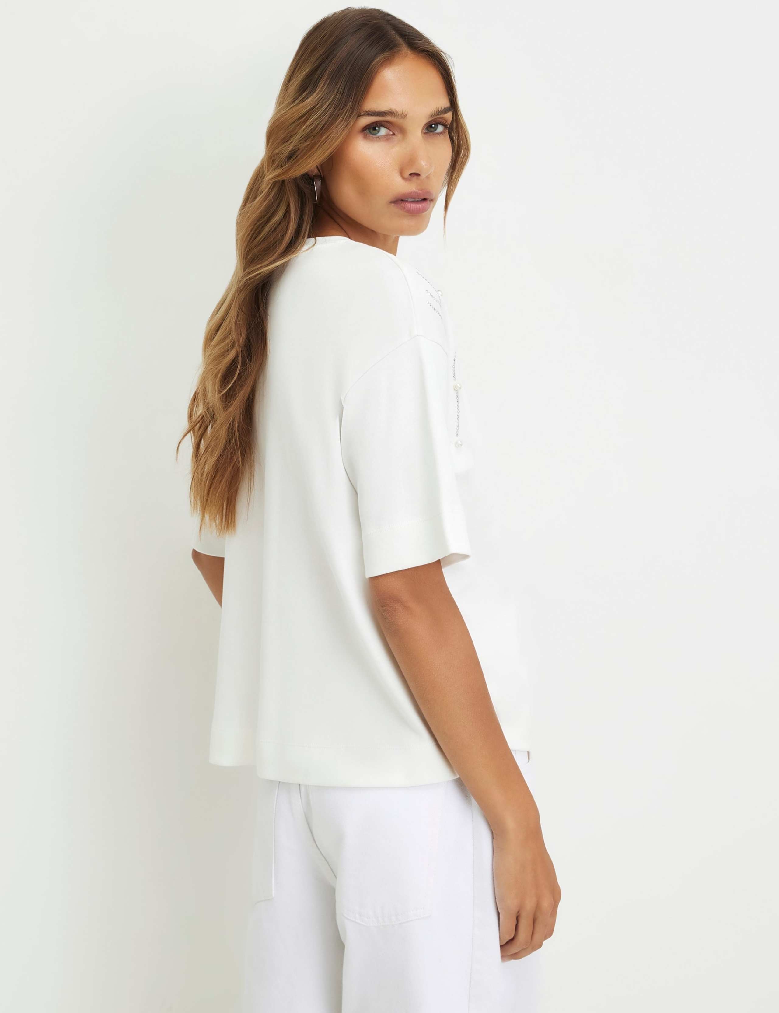 Pure Cotton Embellished T-Shirt 2 of 6