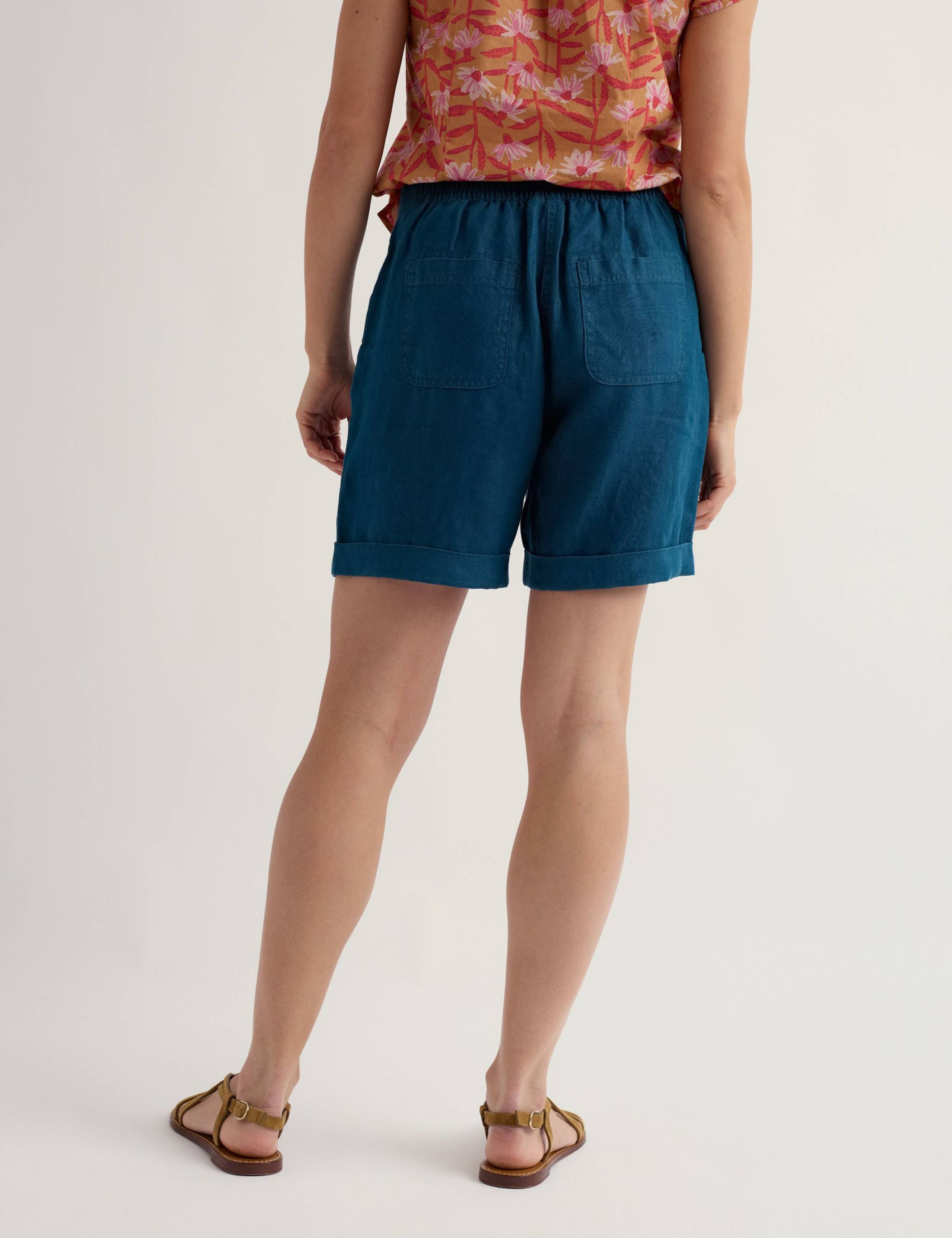 Pure Linen Mid Rise Shorts 4 of 5