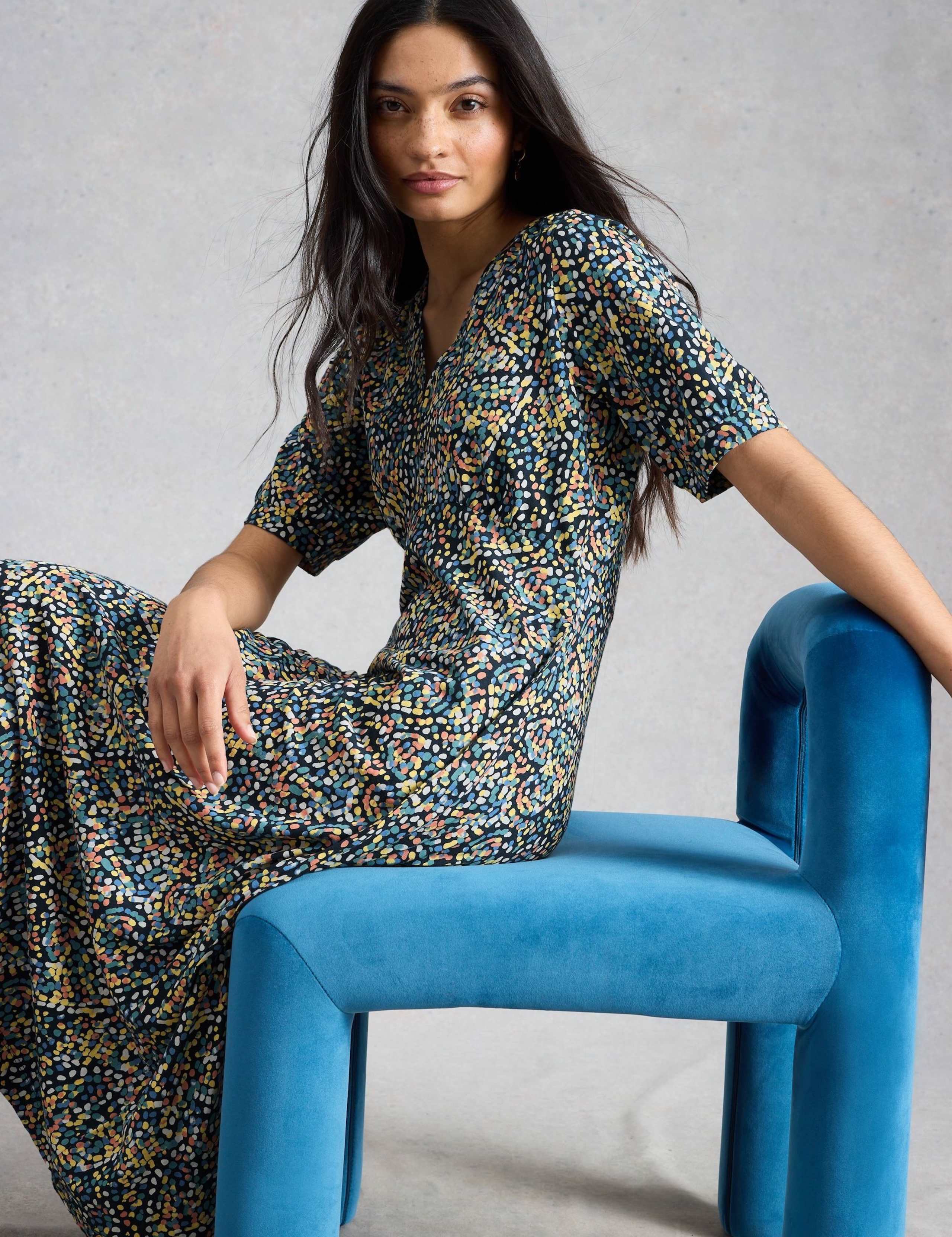 Cotton Blend V-Neck Midi Tea Dress 6 of 6