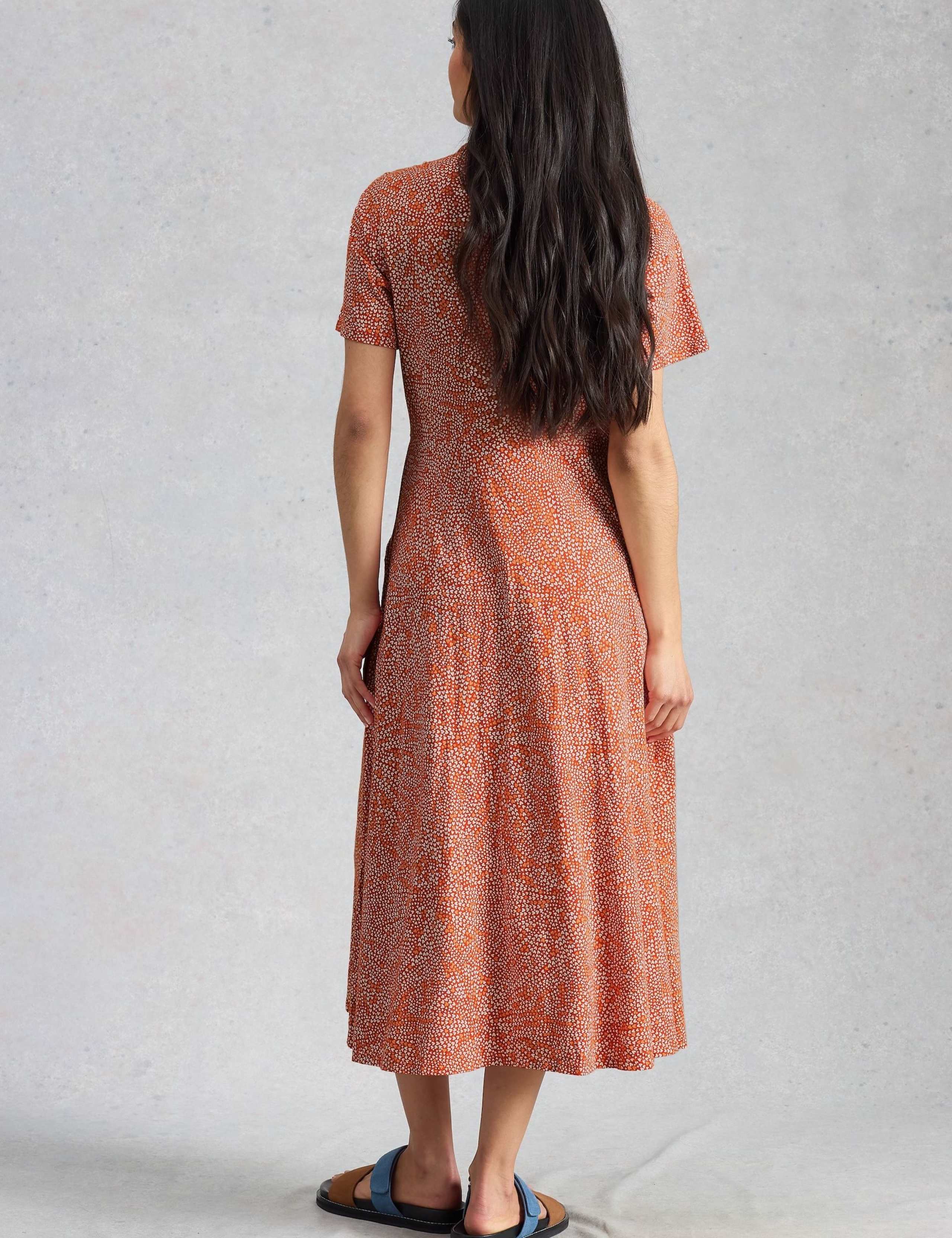 Cotton Blend Heart Print Midi Shirt Dress 3 of 6