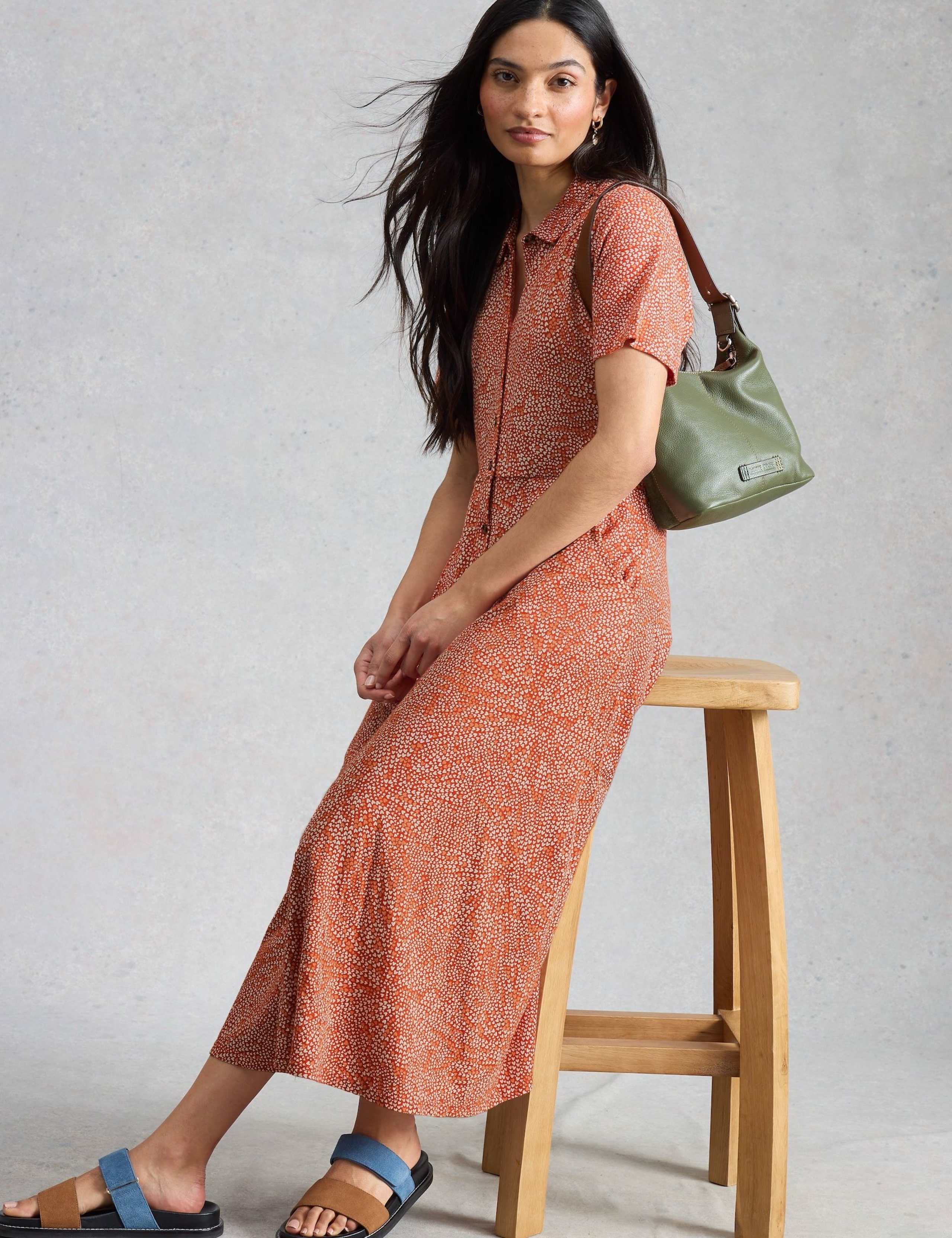 Cotton Blend Heart Print Midi Shirt Dress 5 of 6