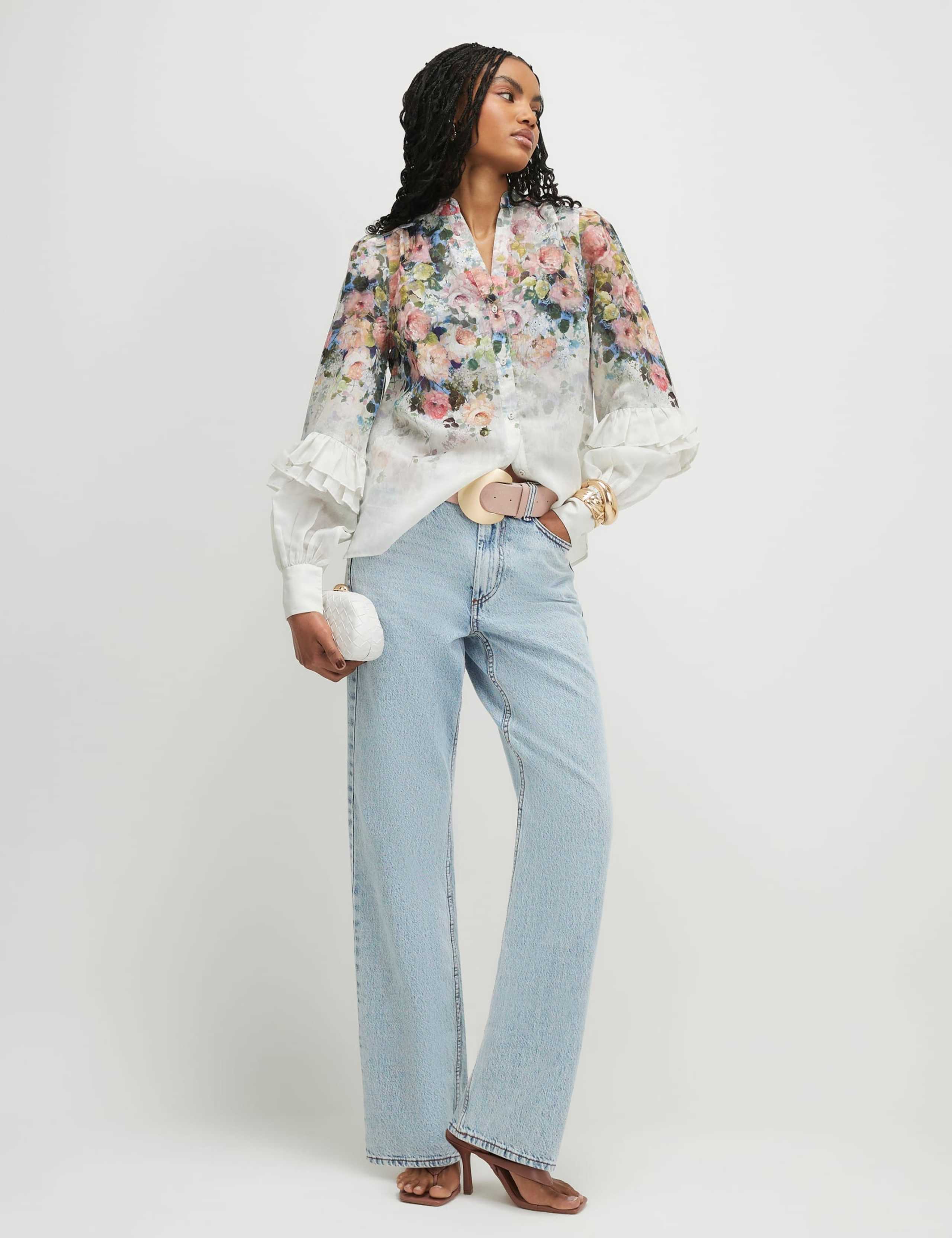 Floral V-Neck Ruffle Sleeve Blouse 3 of 4
