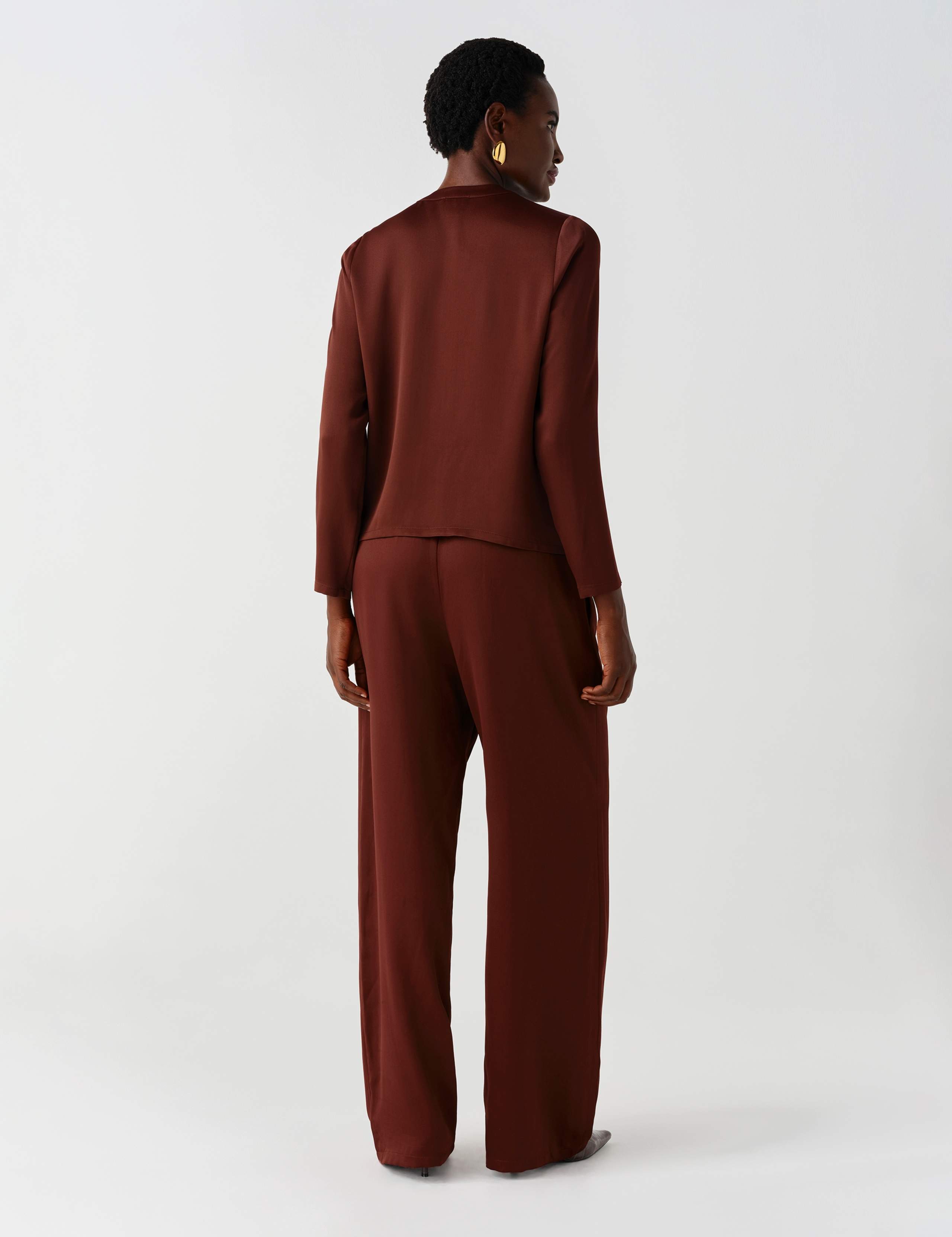 Satin Round Neck Button Through Blouse 6 of 9