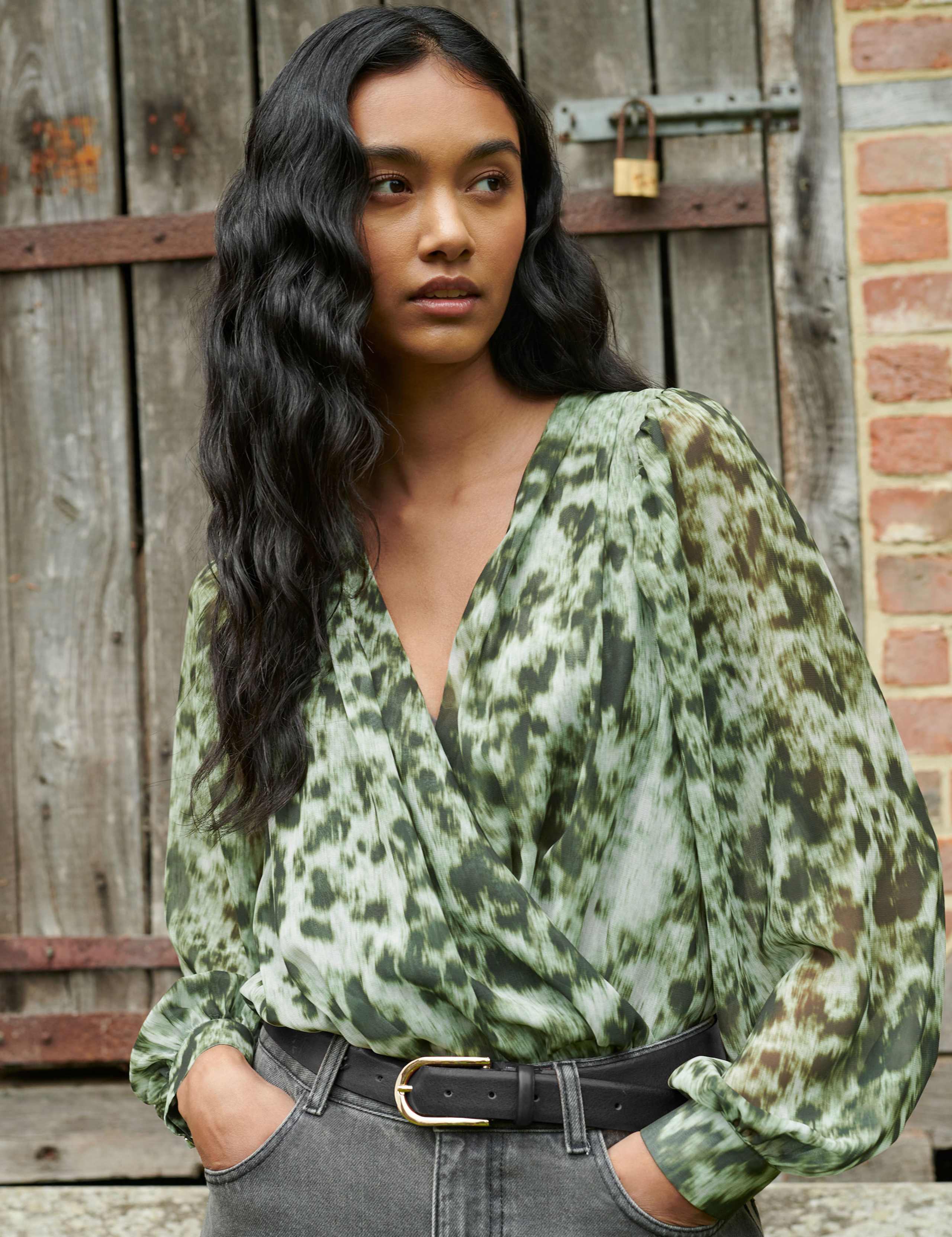 Animal Print Puff Sleeve Bodysuit 1 of 6