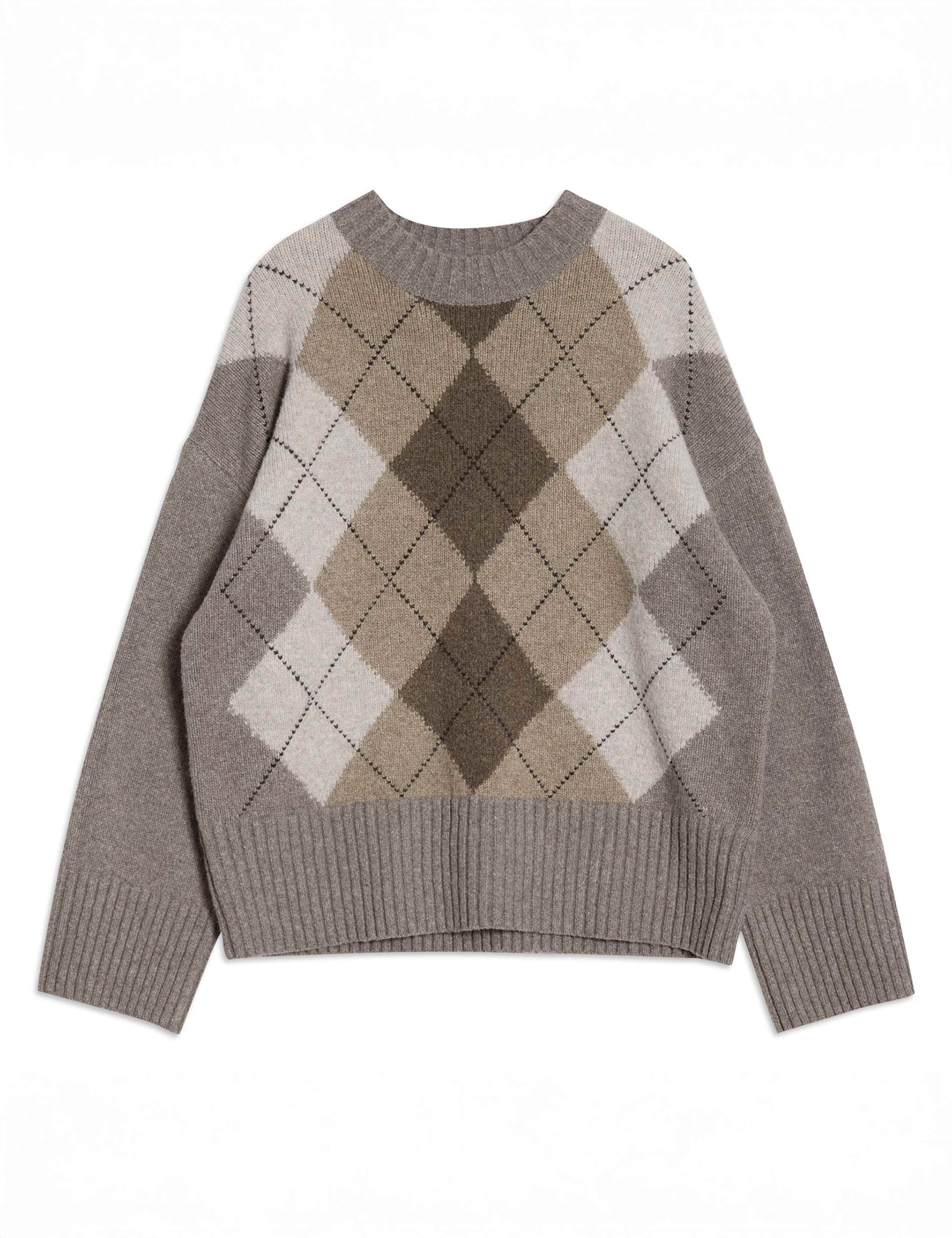 Argyle Crew Neck Jumper with Wool 2 of 4