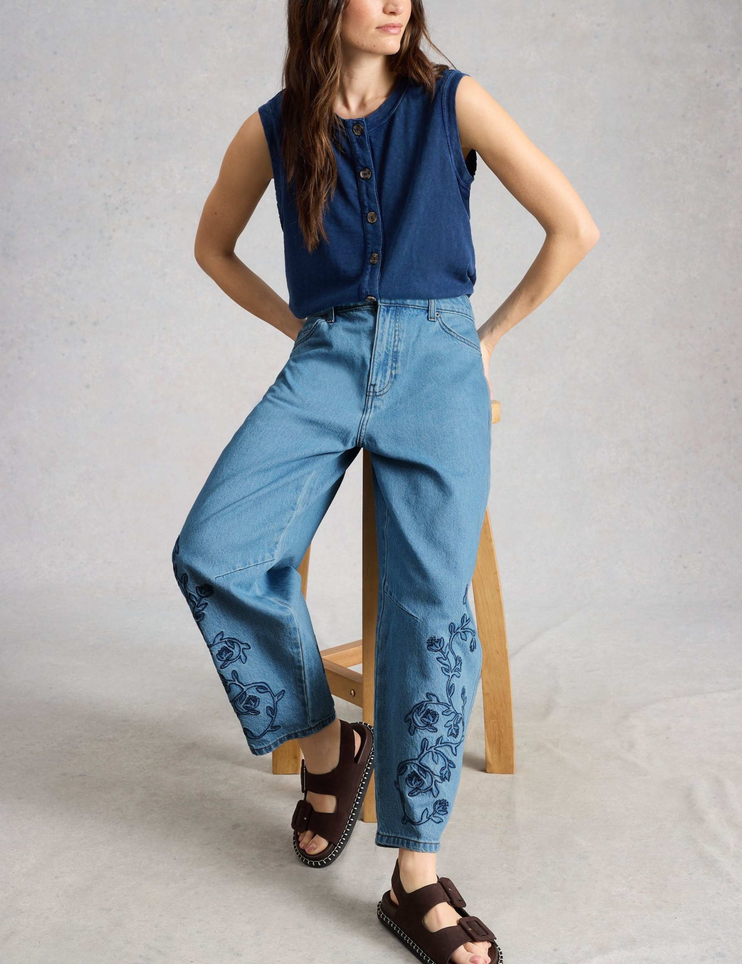 Mid Rise Embroidered Barrel Jeans 3 of 6