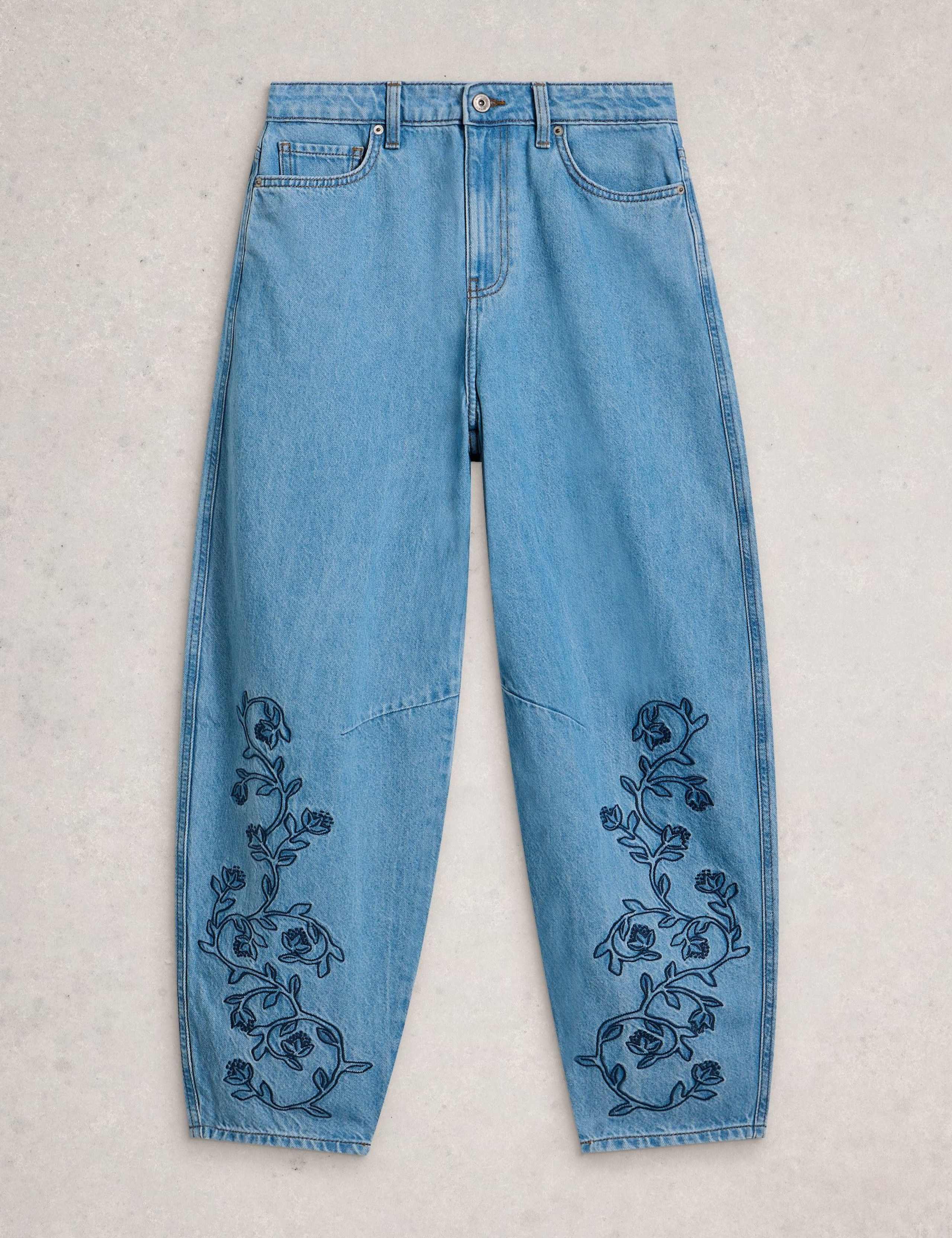 Mid Rise Embroidered Barrel Jeans 2 of 6