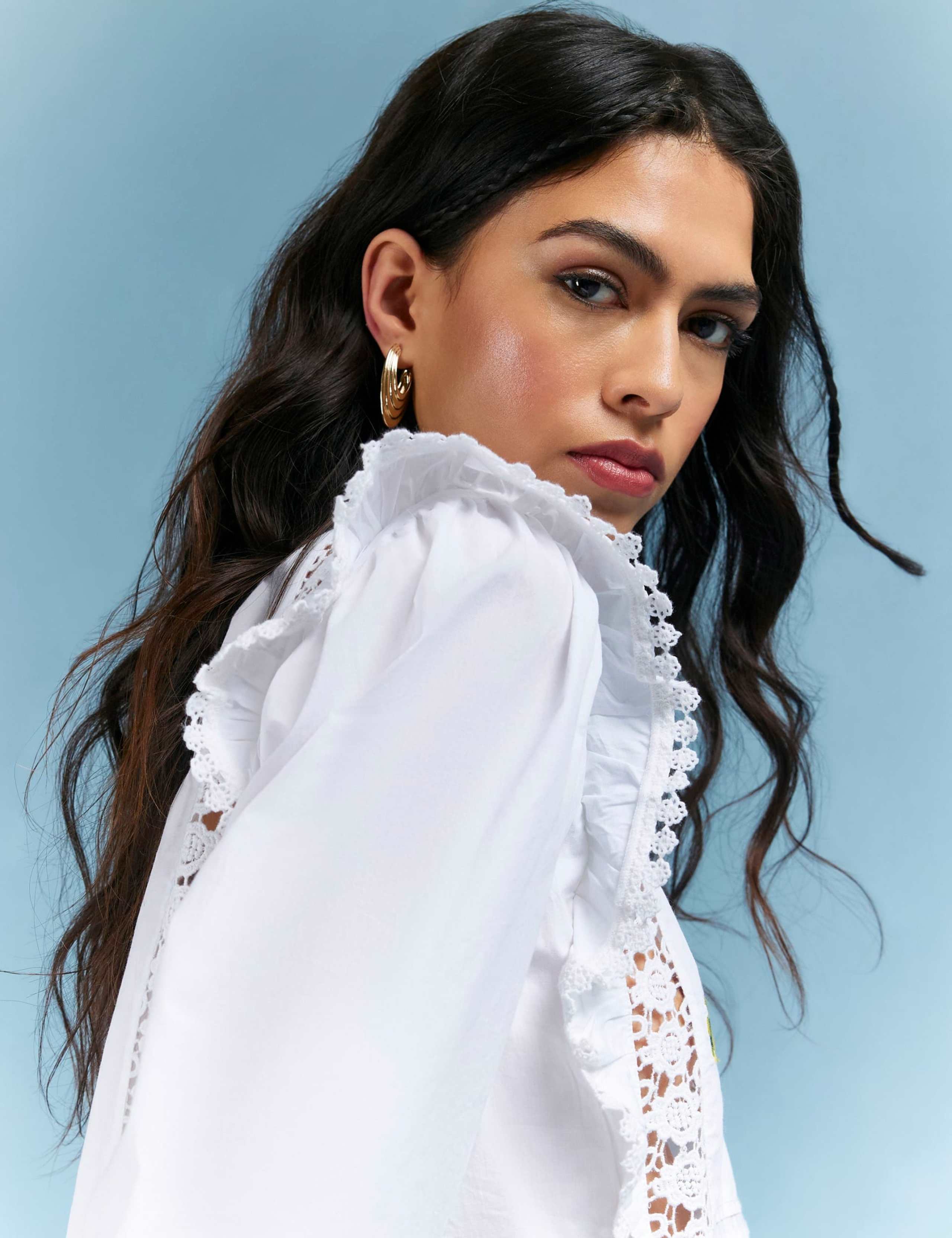 Pure Cotton Floral Embroidered Blouse 2 of 4
