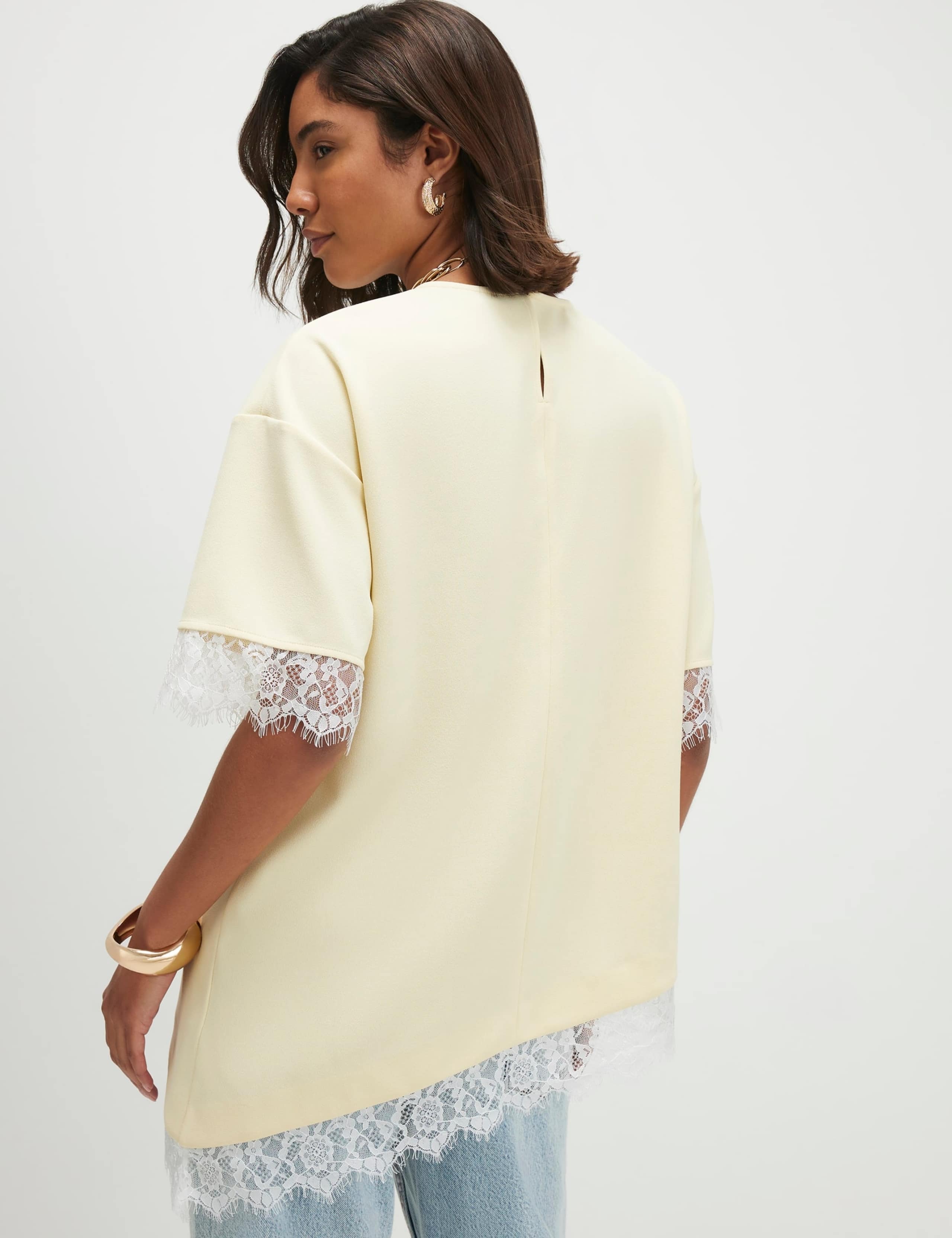 Lace Trim Asymmetrical T-Shirt 3 of 5