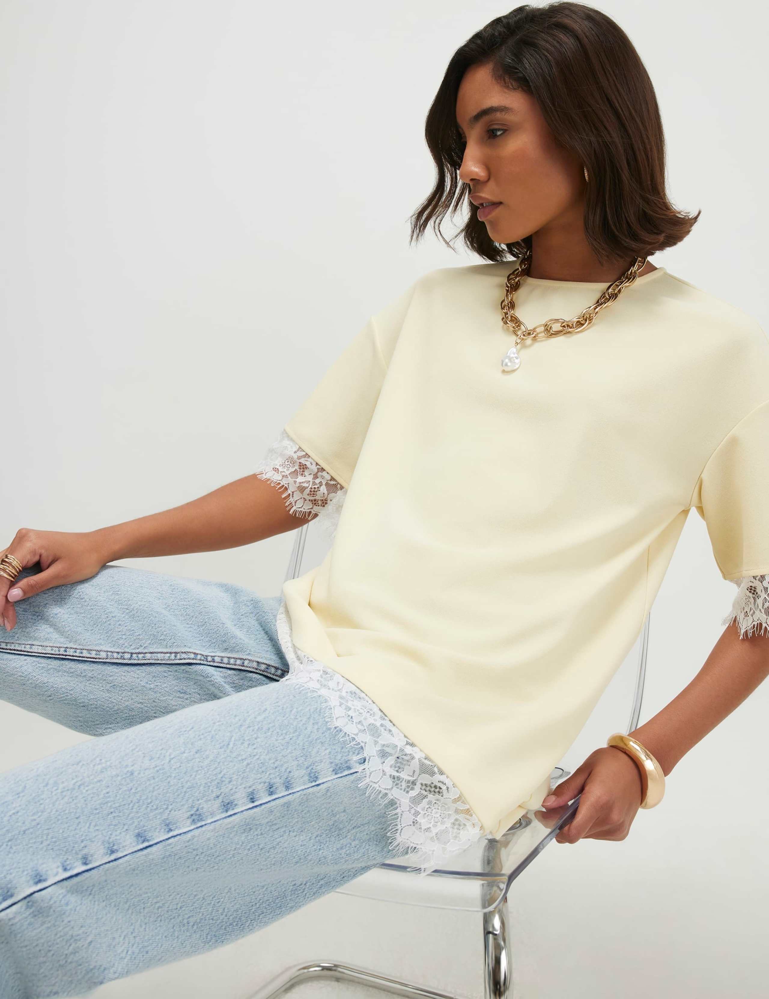 Lace Trim Asymmetrical T-Shirt 5 of 5