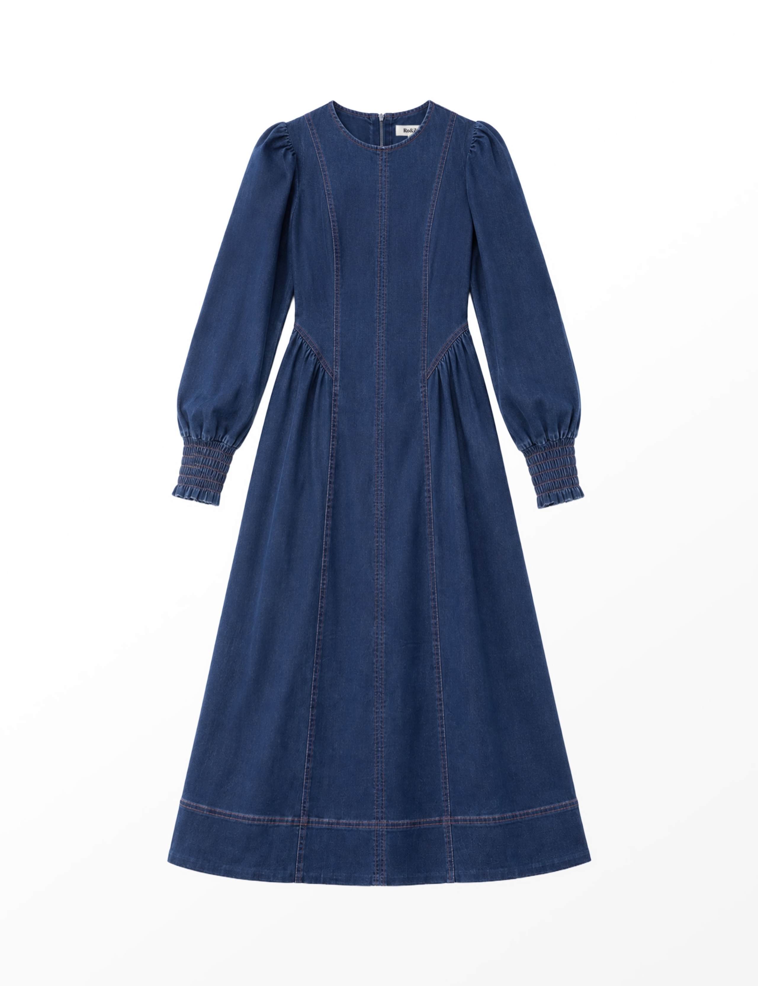 Lyocell Blend Gathered Midi Waisted Dress 6 of 6