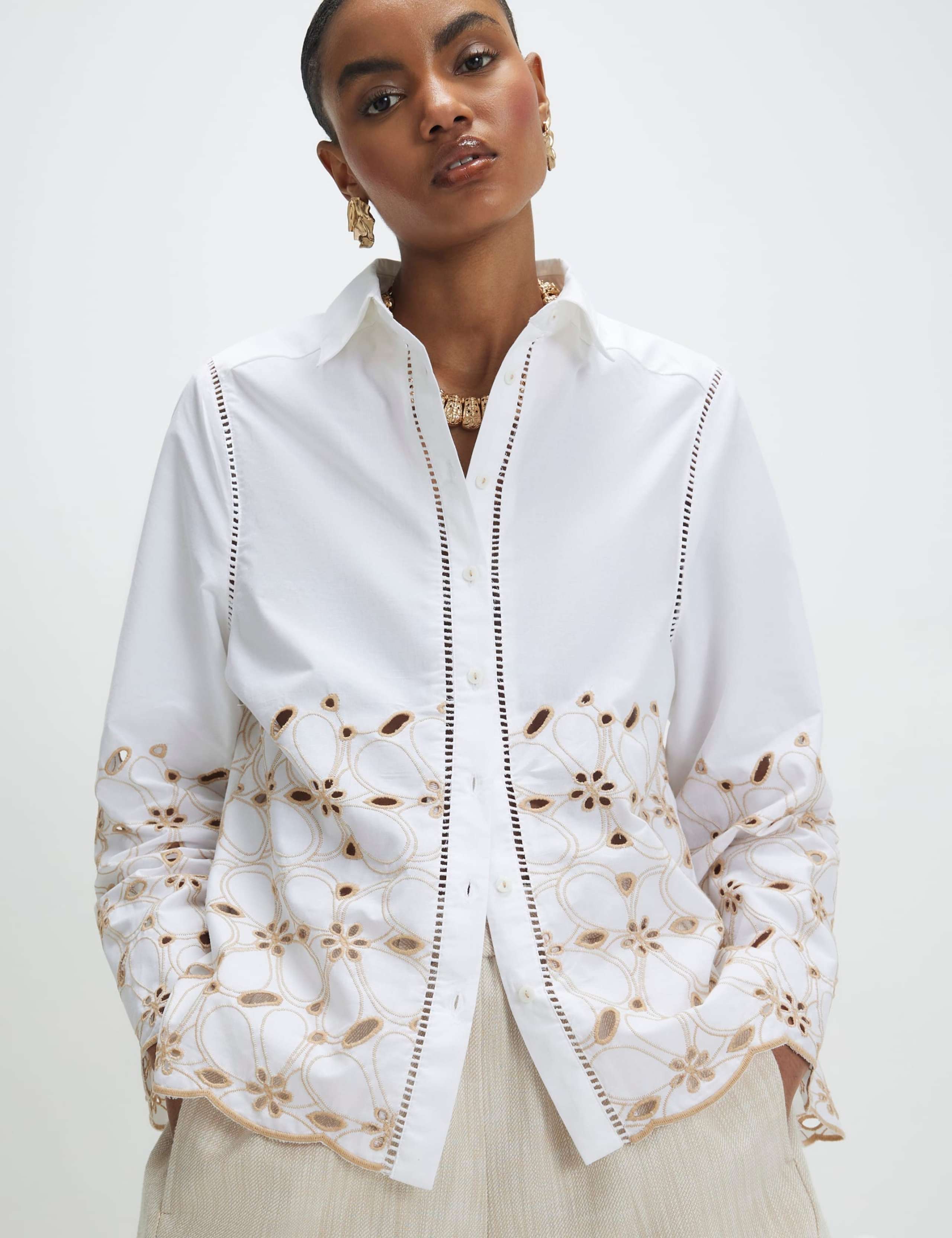 Pure Cotton Broderie Shirt 1 of 4