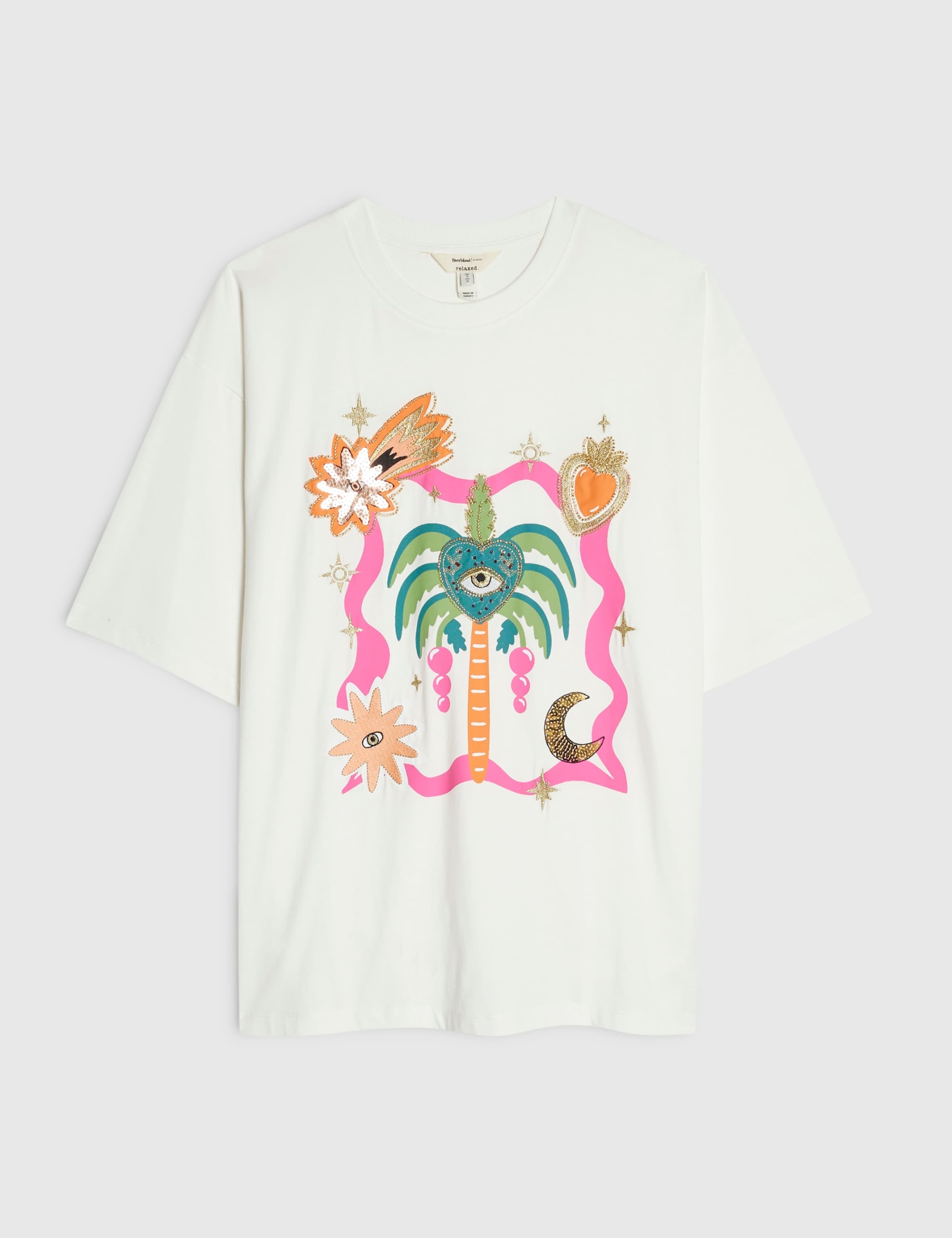 Pure Cotton Embellished Palm Boyfriend T-Shirt 2 of 5