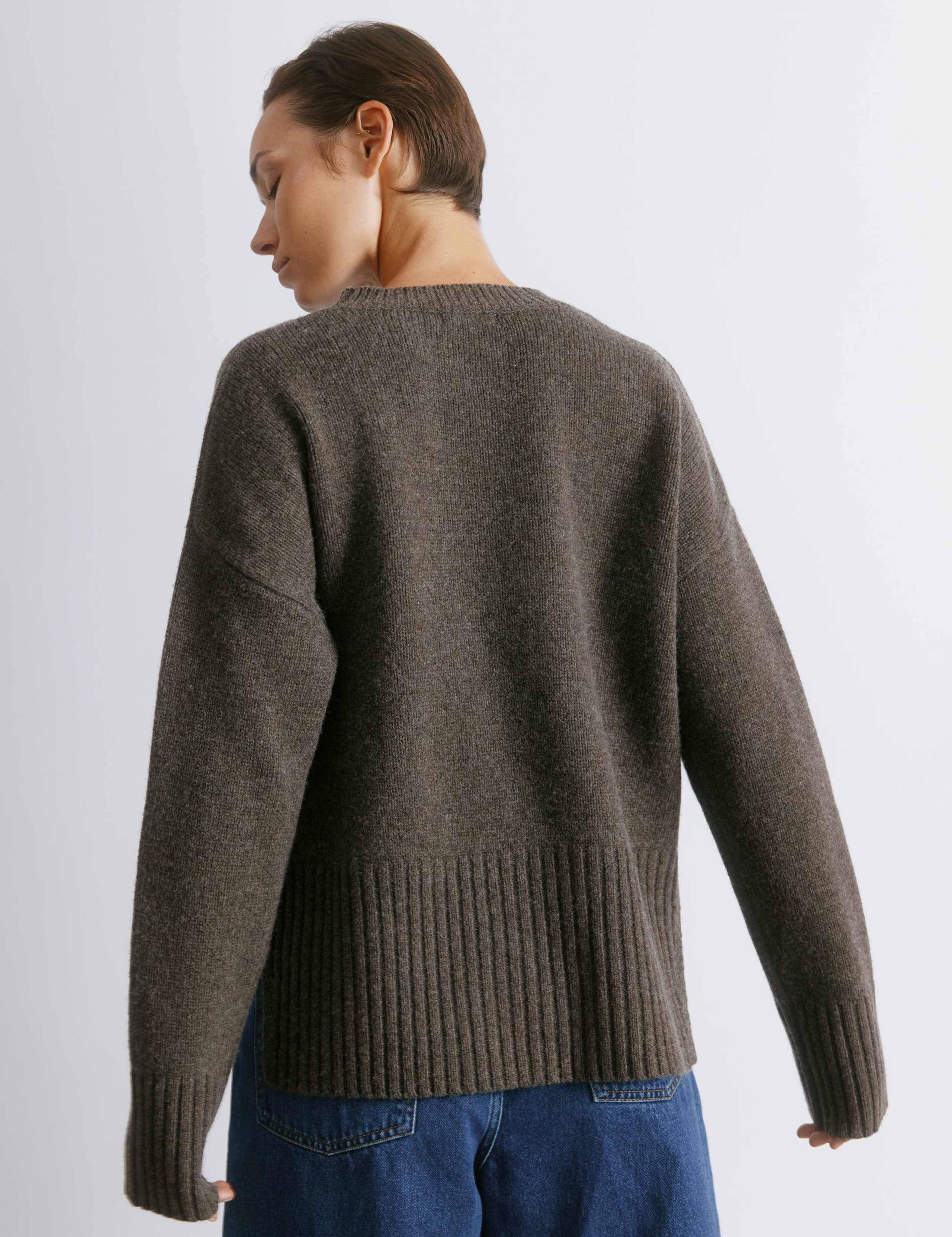 Pure Merino Wool Crew Neck Deep Rib Jumper 3 of 4