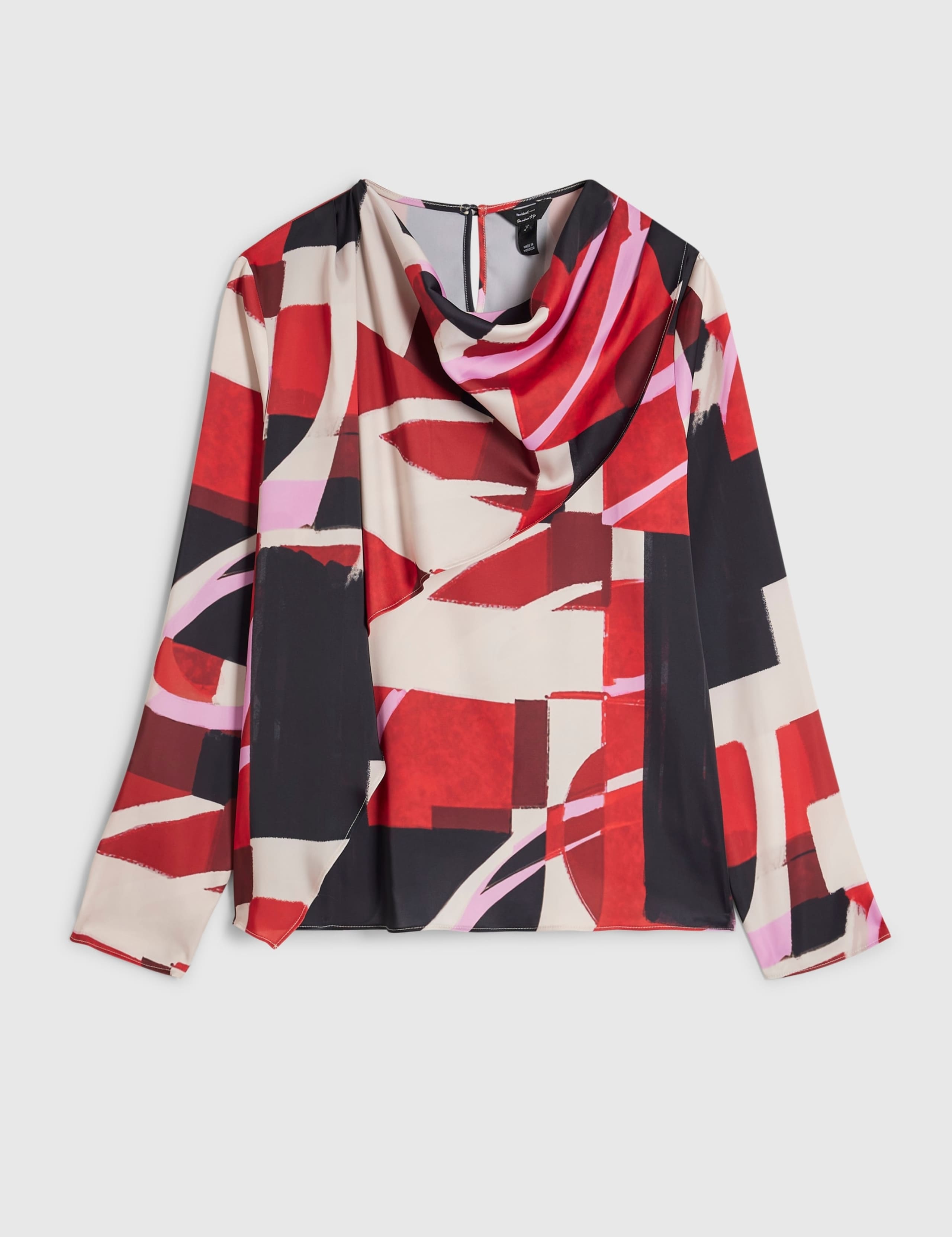 Colour Block Cowl Neck Slim Fit Draped Top 4 of 6