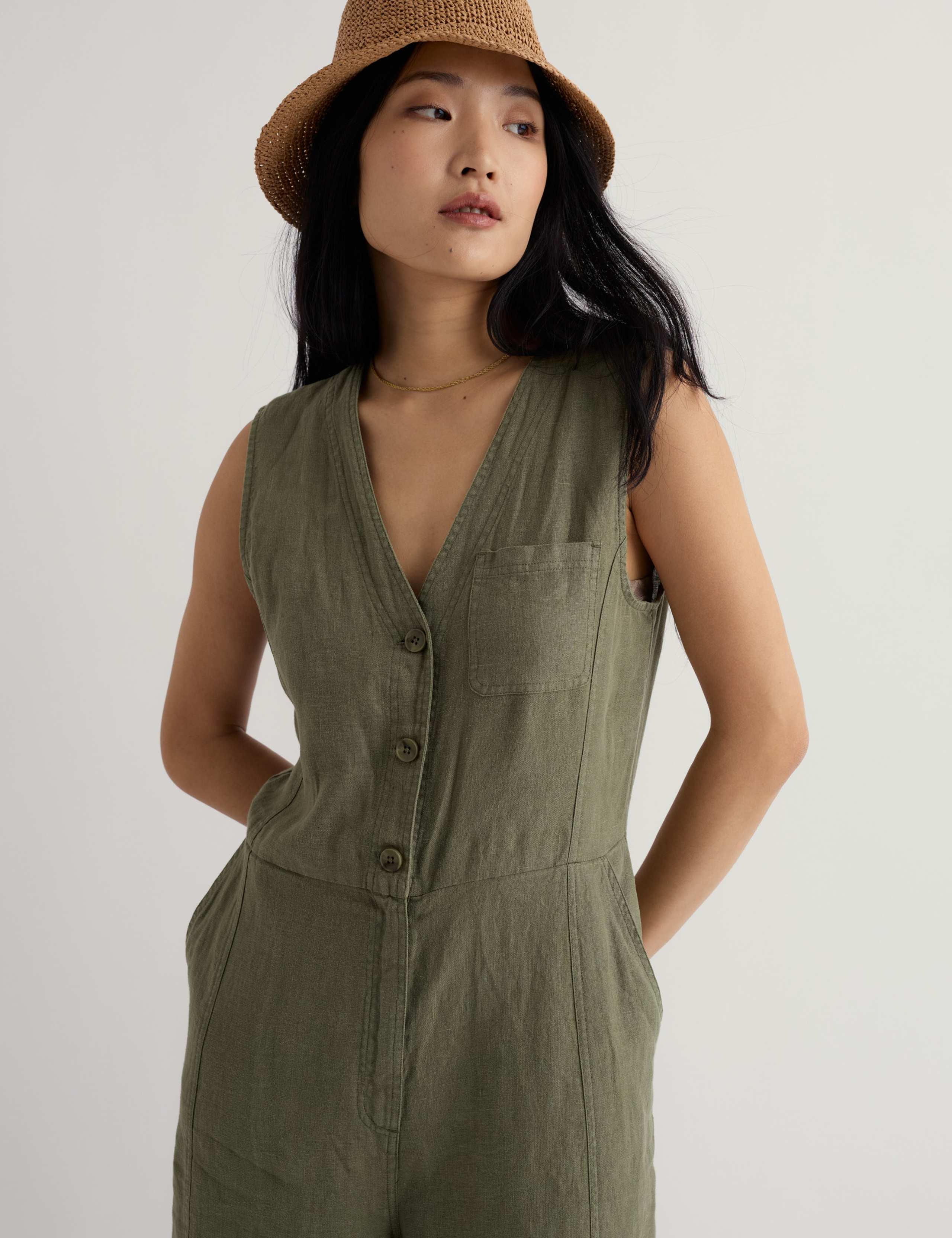 Pure Linen Wide Leg Jumpsuit 4 of 5