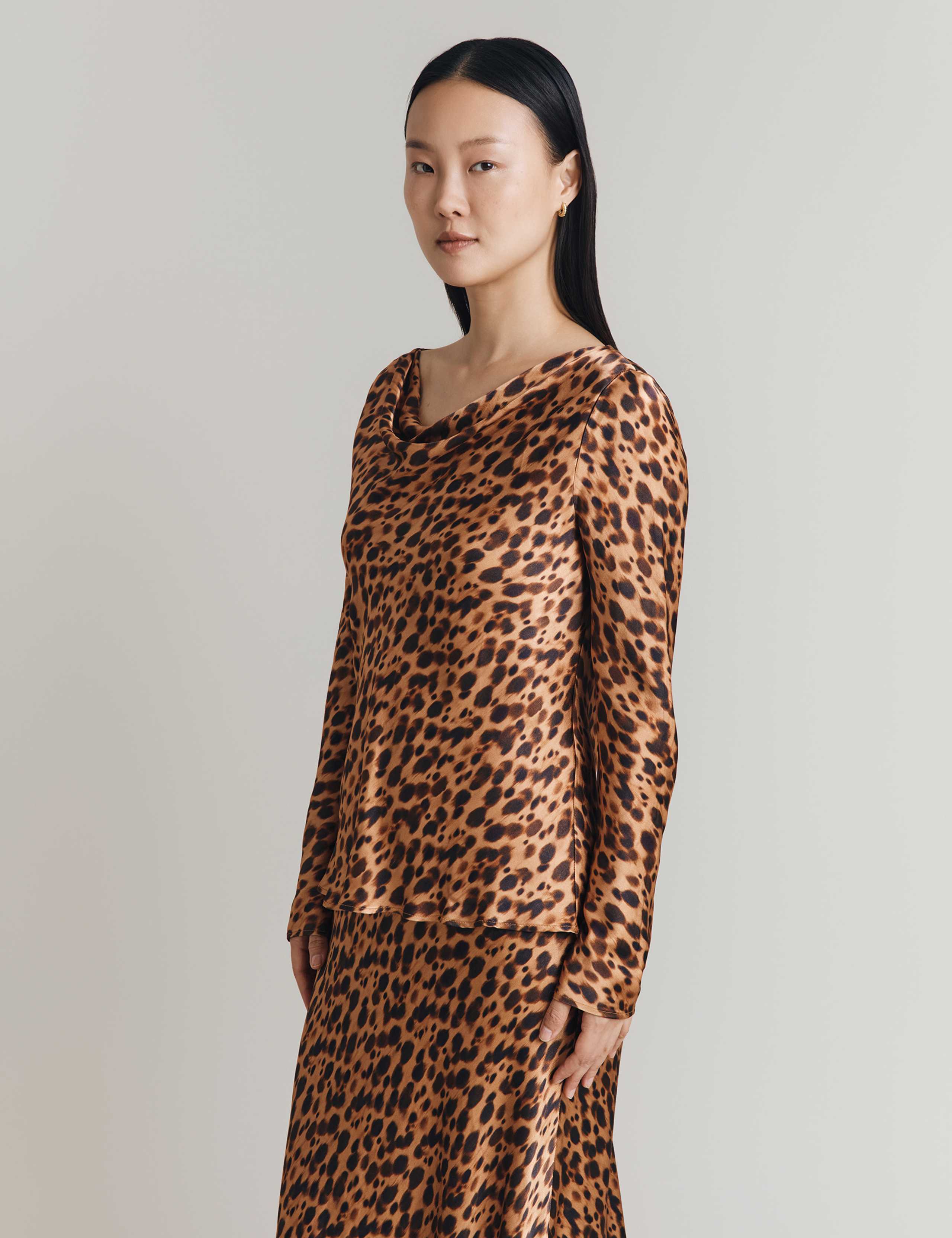 Animal Print Cowl Neck Blouse 2 of 5