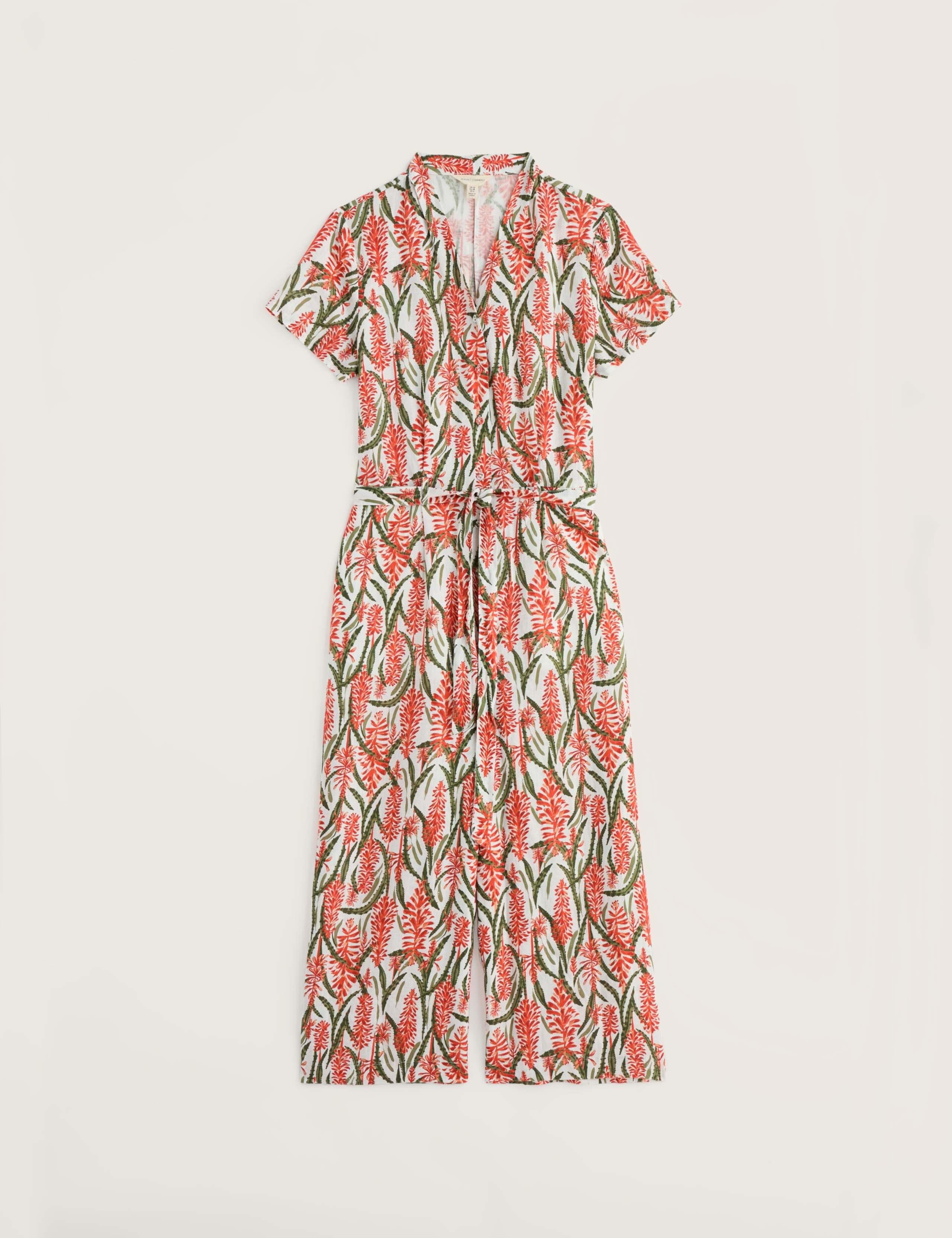 Pure Linen Floral Cropped Jumpsuit 2 of 5