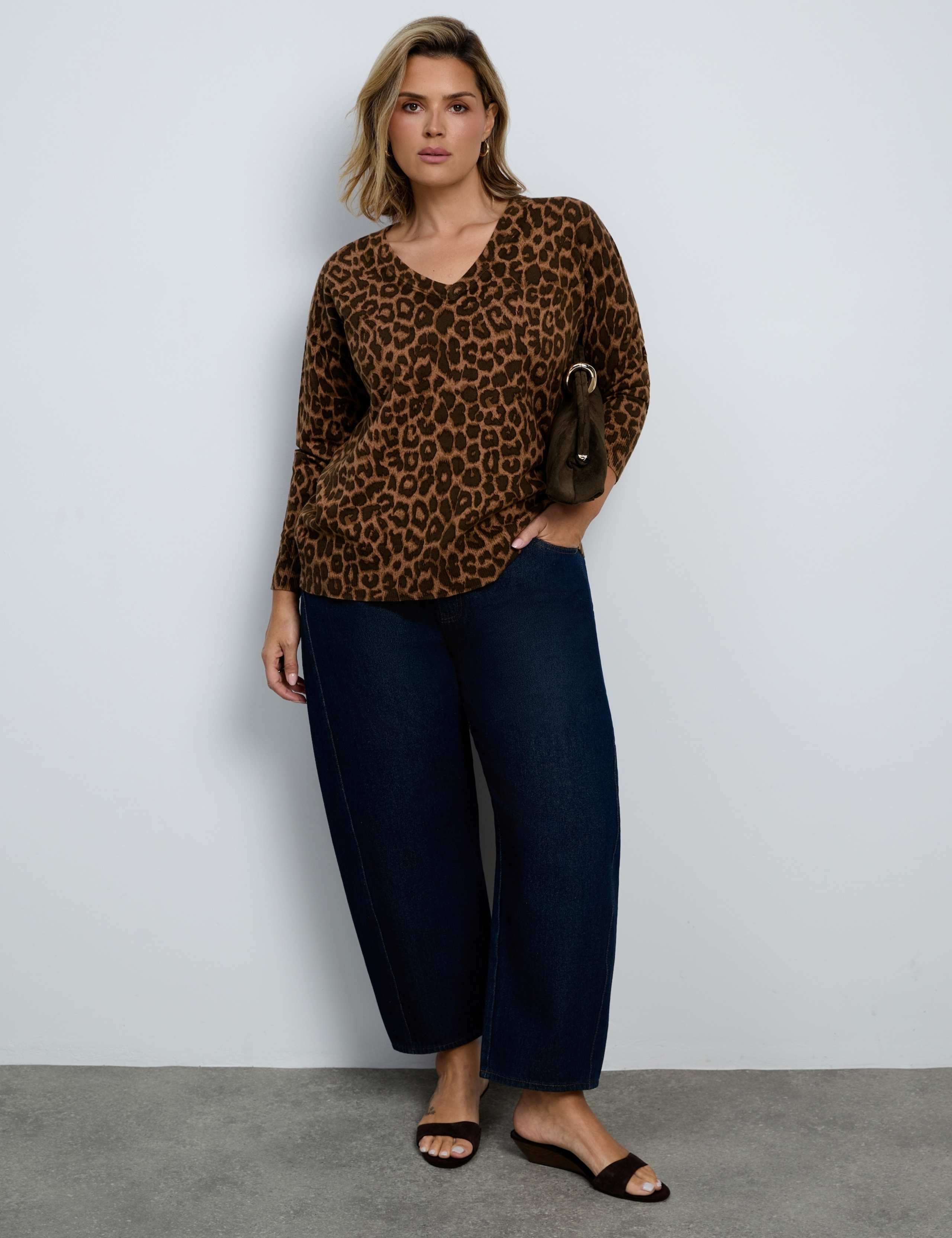 Cotton Rich Leopard Print V-Neck Jumper 2 of 5