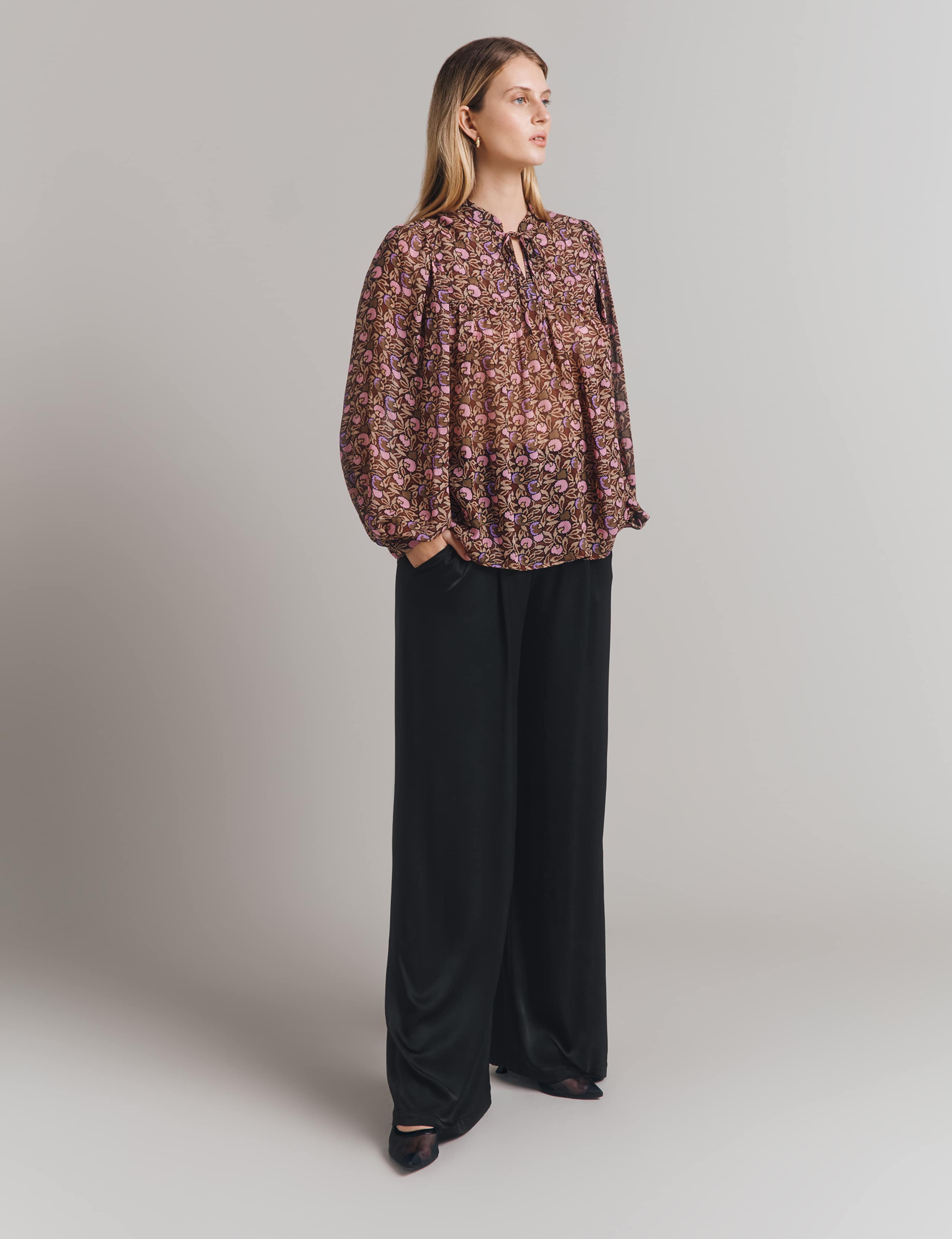 Floral Tie Neck Blouse 4 of 4